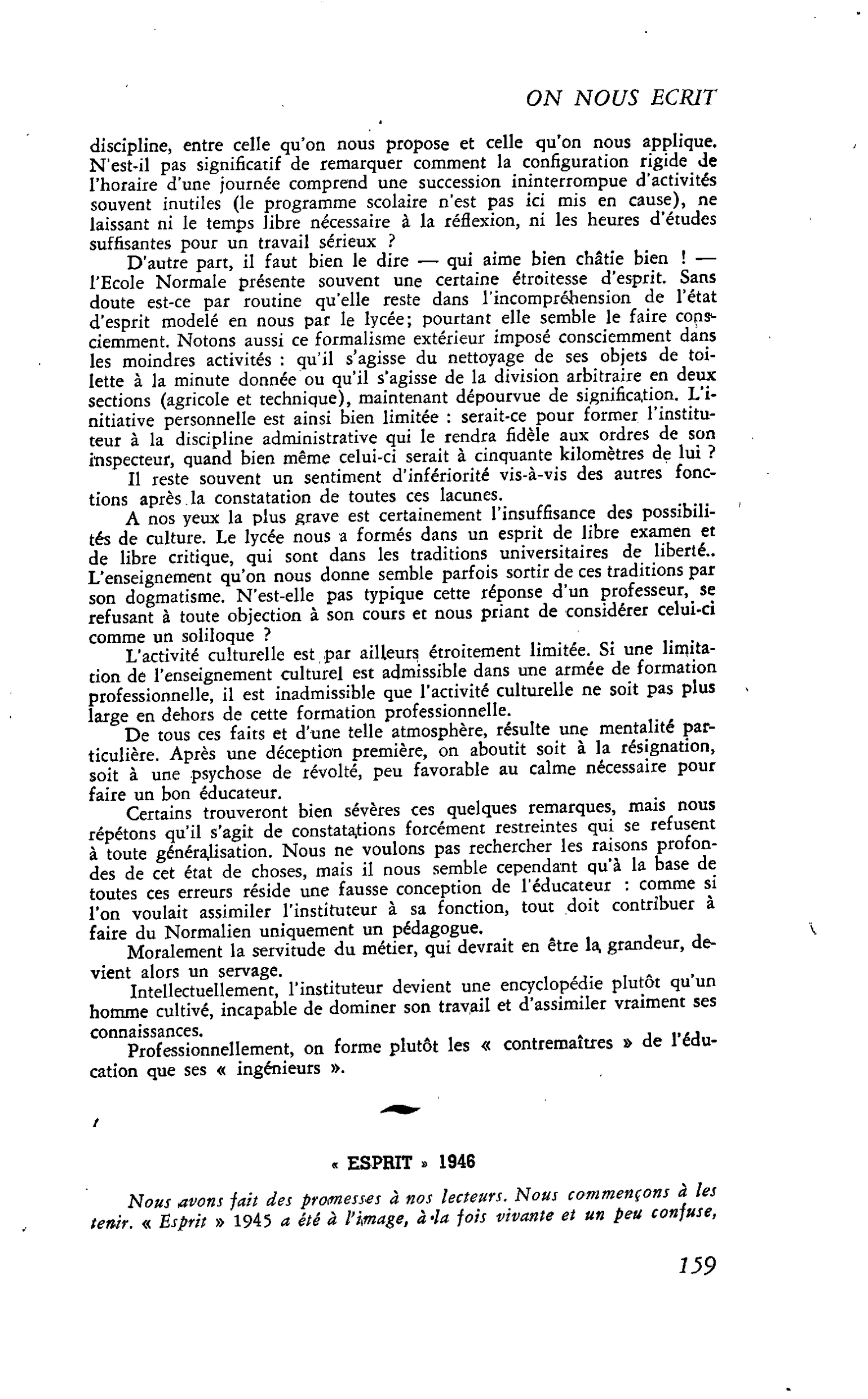 La Cité : « ESPRIT » 1946