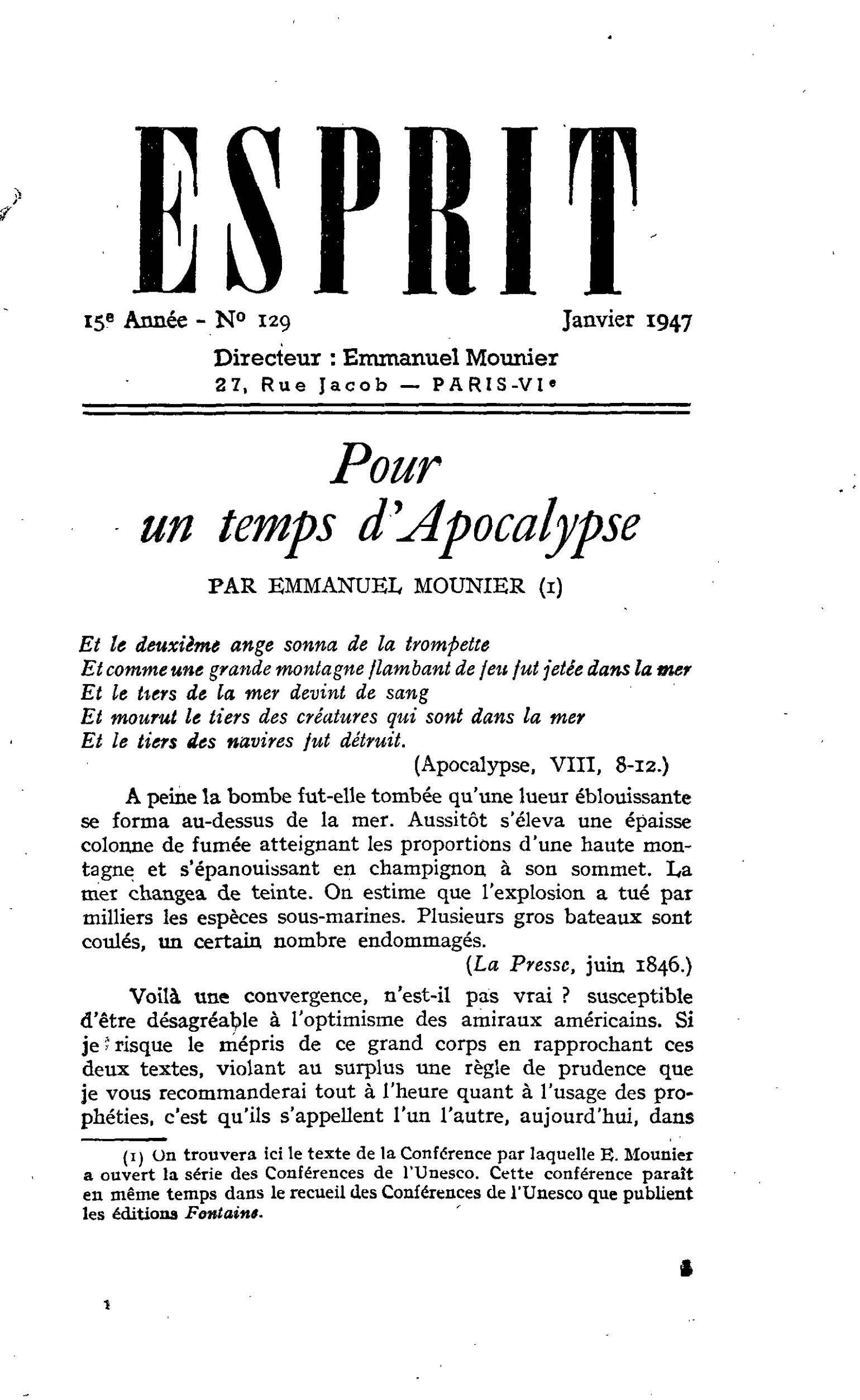 Pour un temps d’Apocalypse