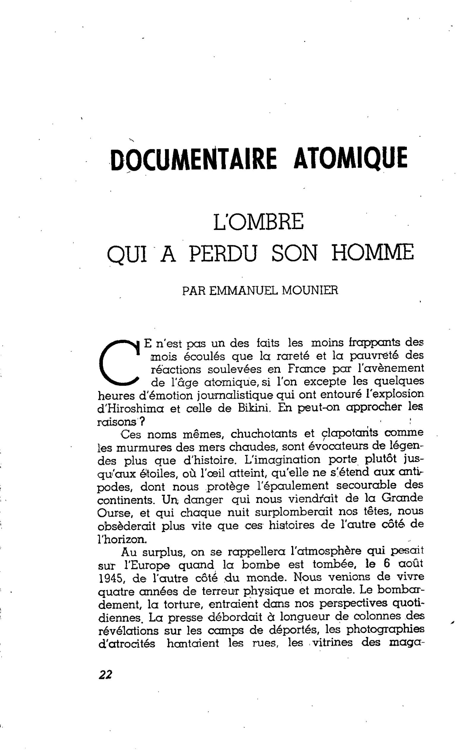 L’OMBRE QUI A PERDU SON HOMME