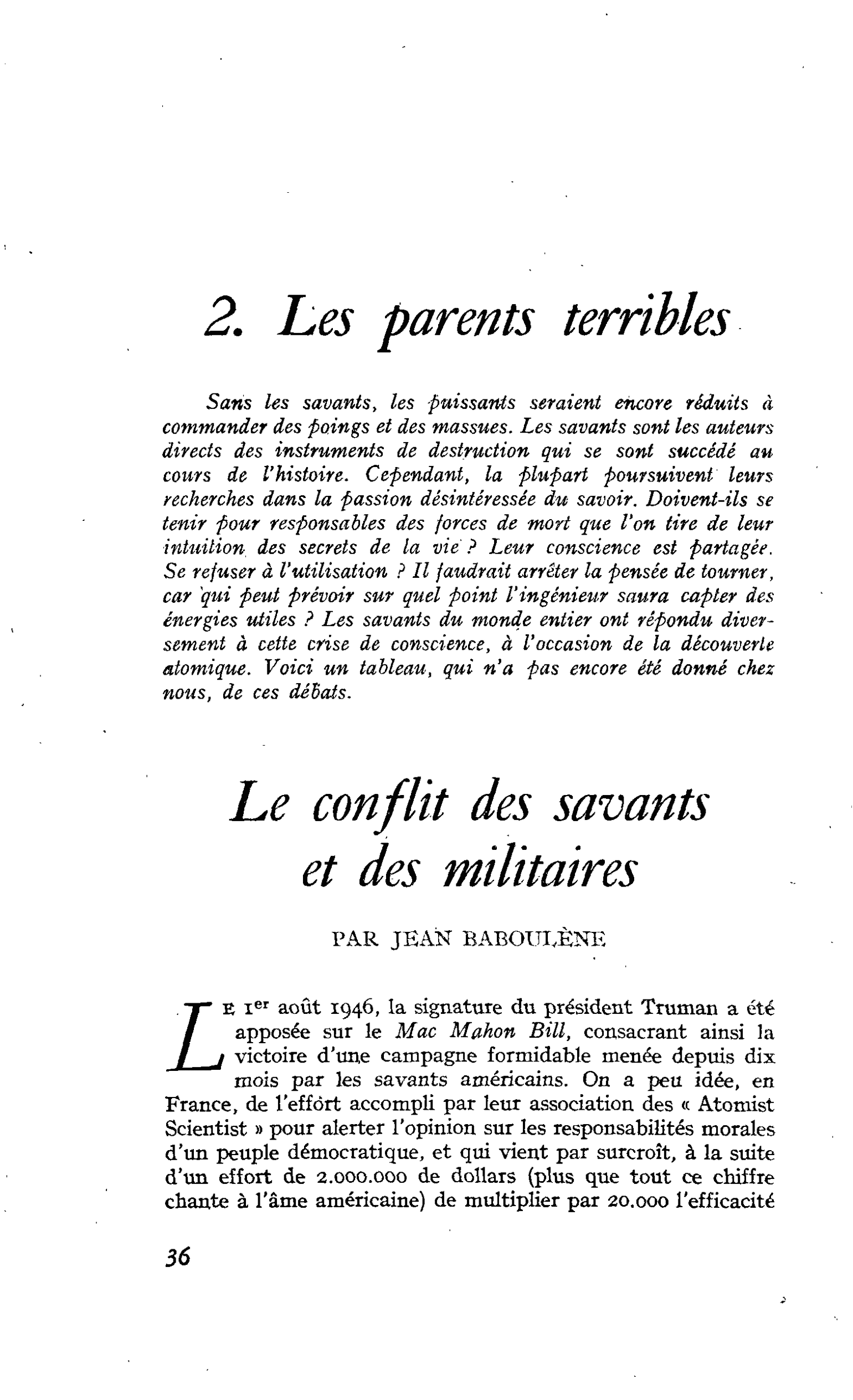 Le conflit des savants et des militaires