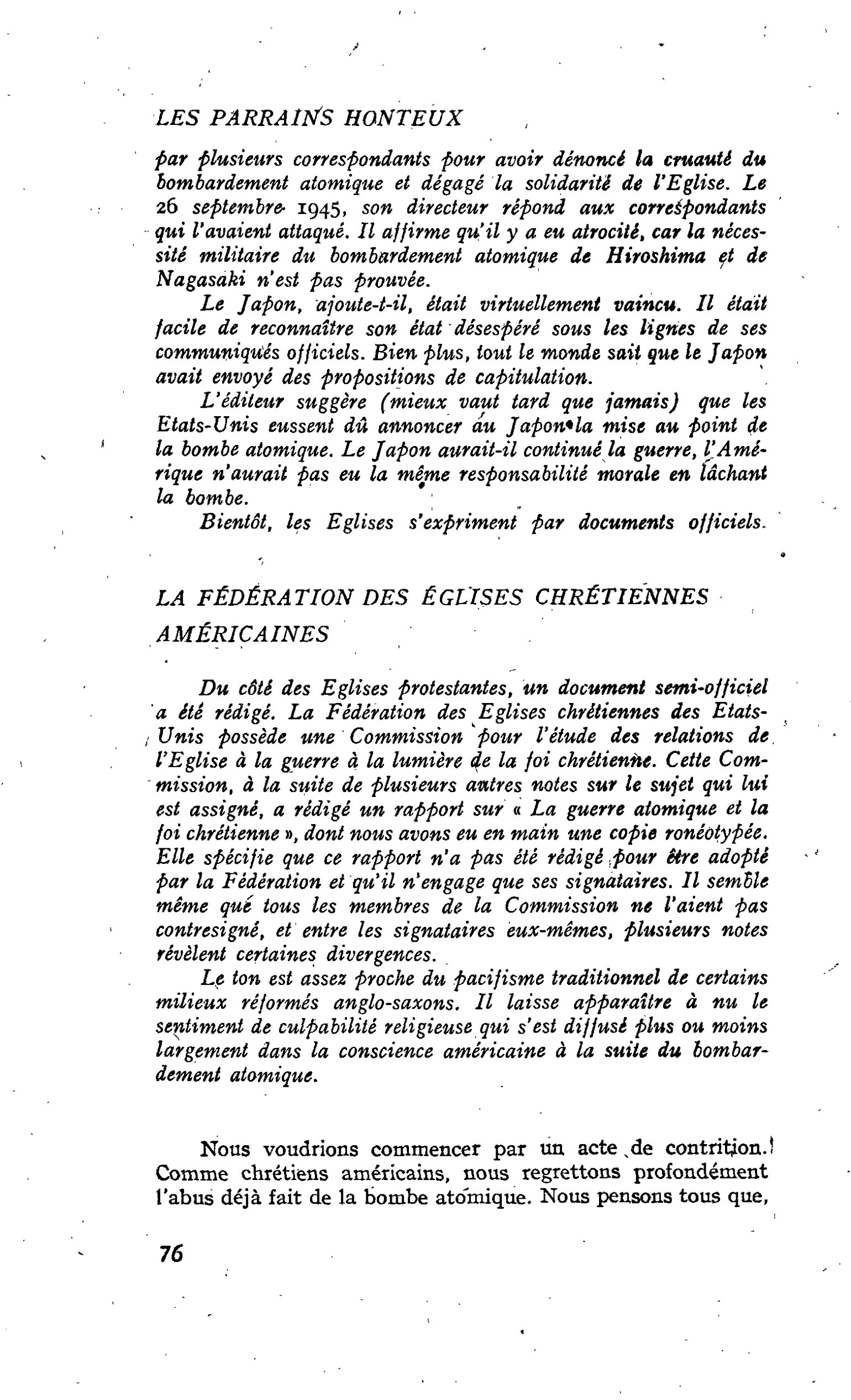 LA FÉDÉRATION DES ÉGLISES CHRÉTIENNES AMÉRICAINES