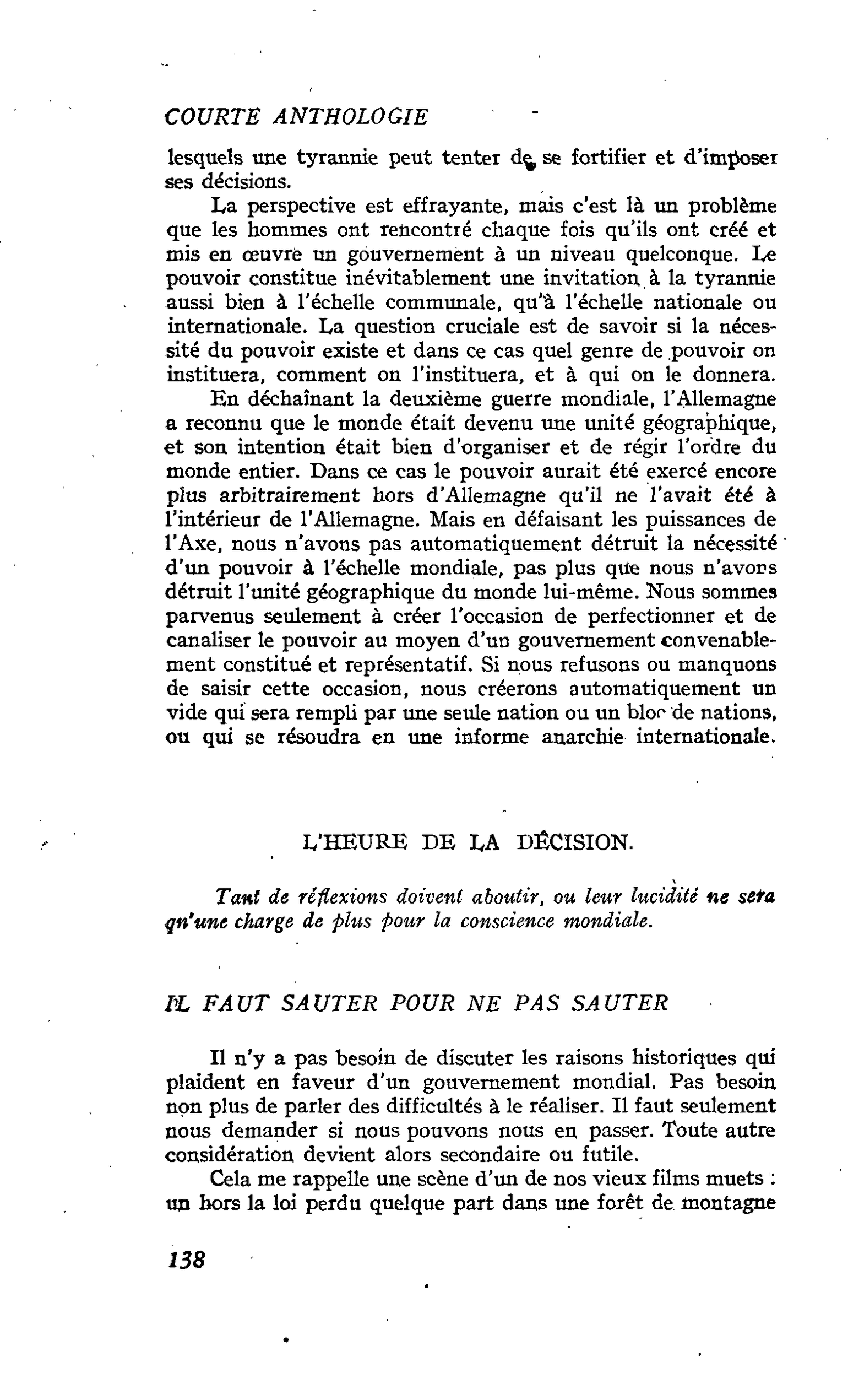 L’HEURE DE LA DÉCISION
