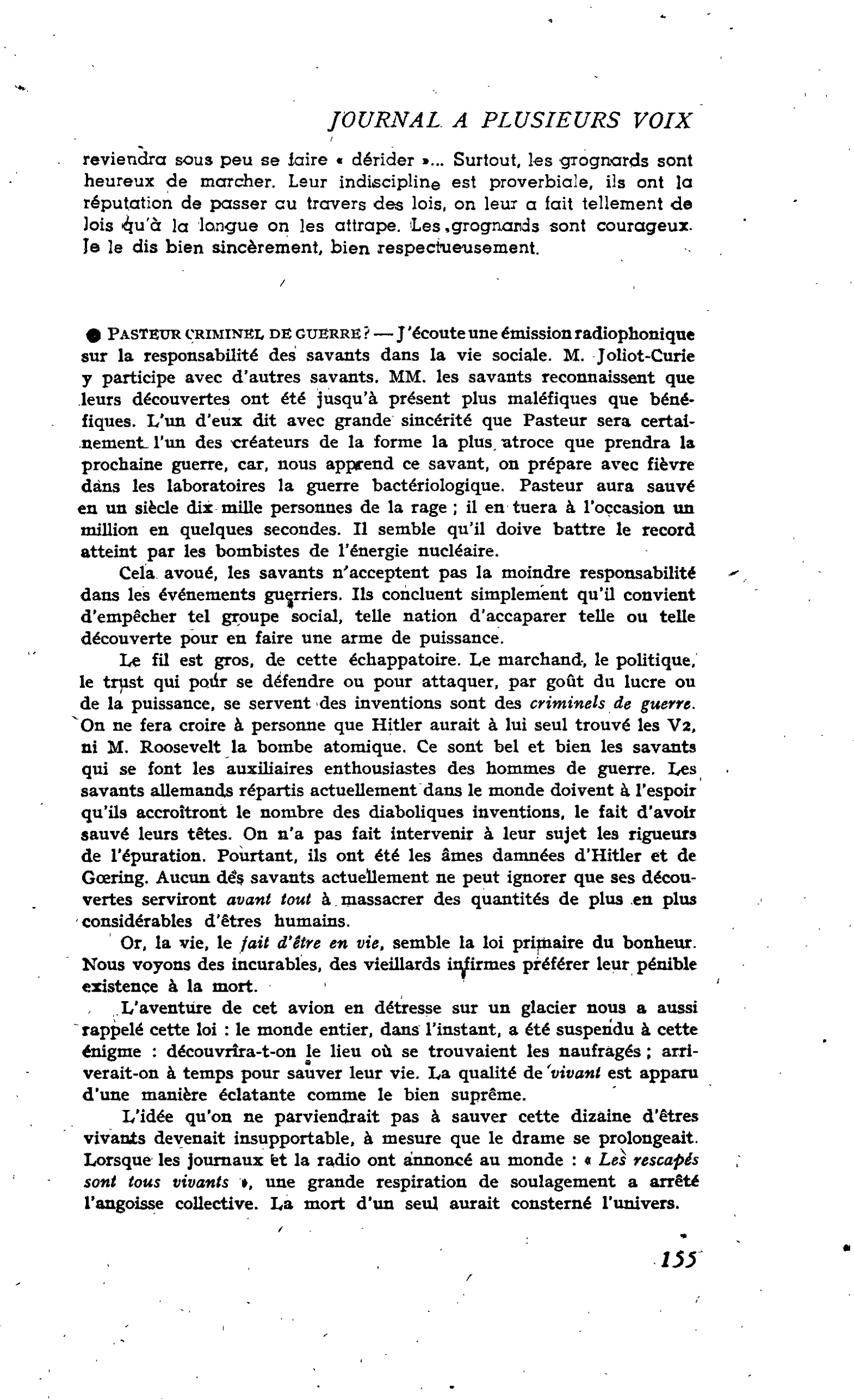 Pasteur criminel de guerre ?