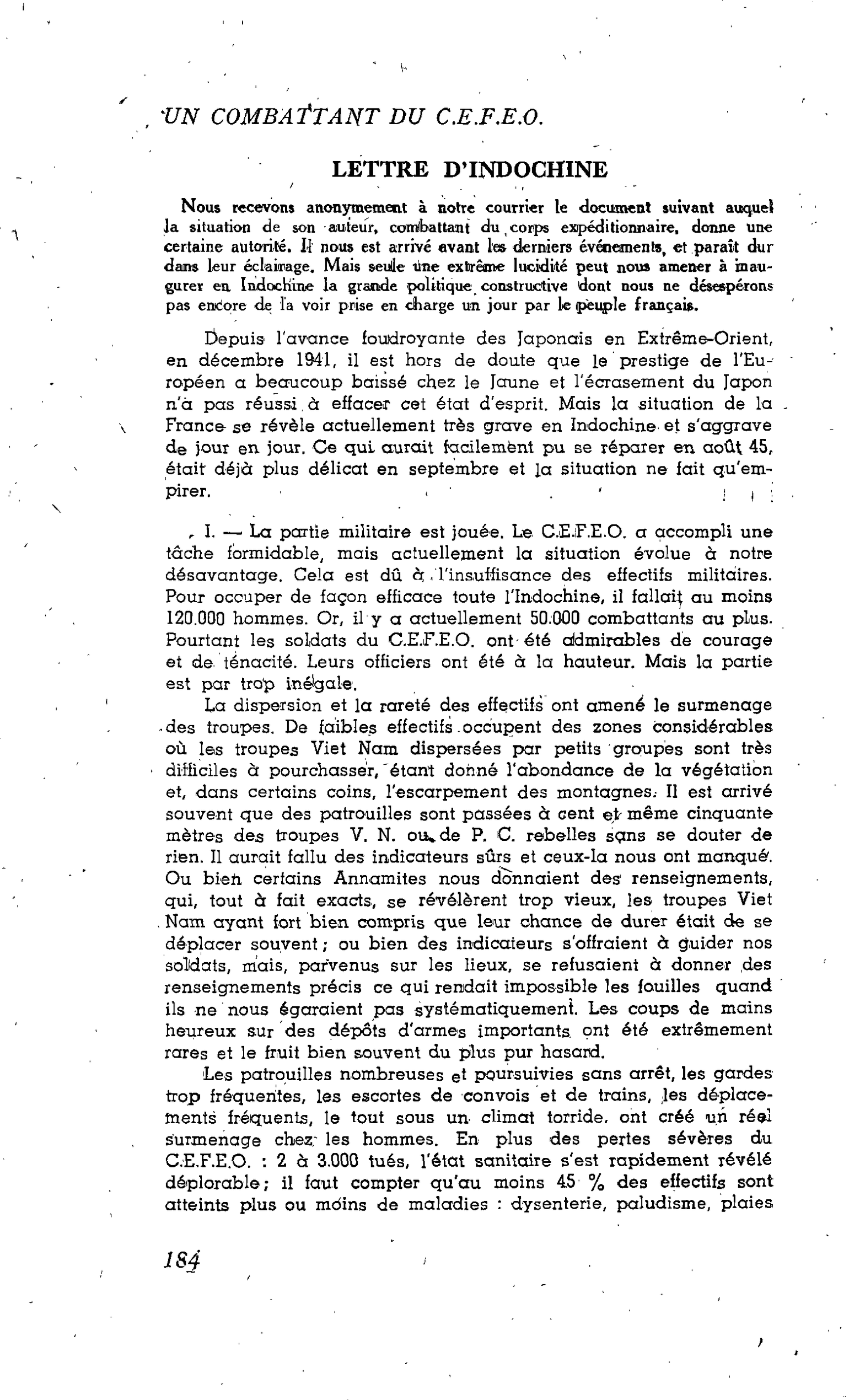 LETTRE D’INDOCHINE
