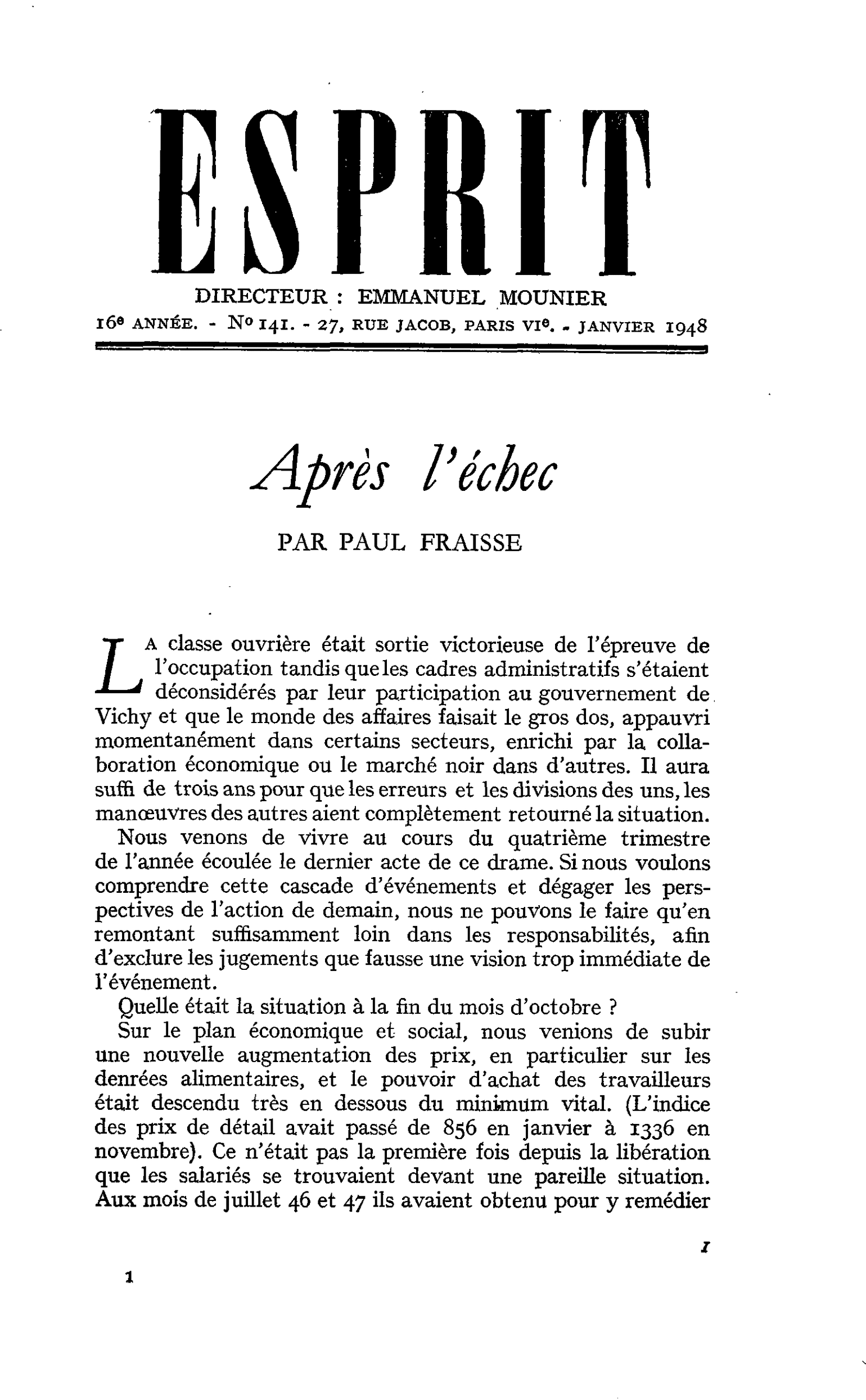 Après l’échec