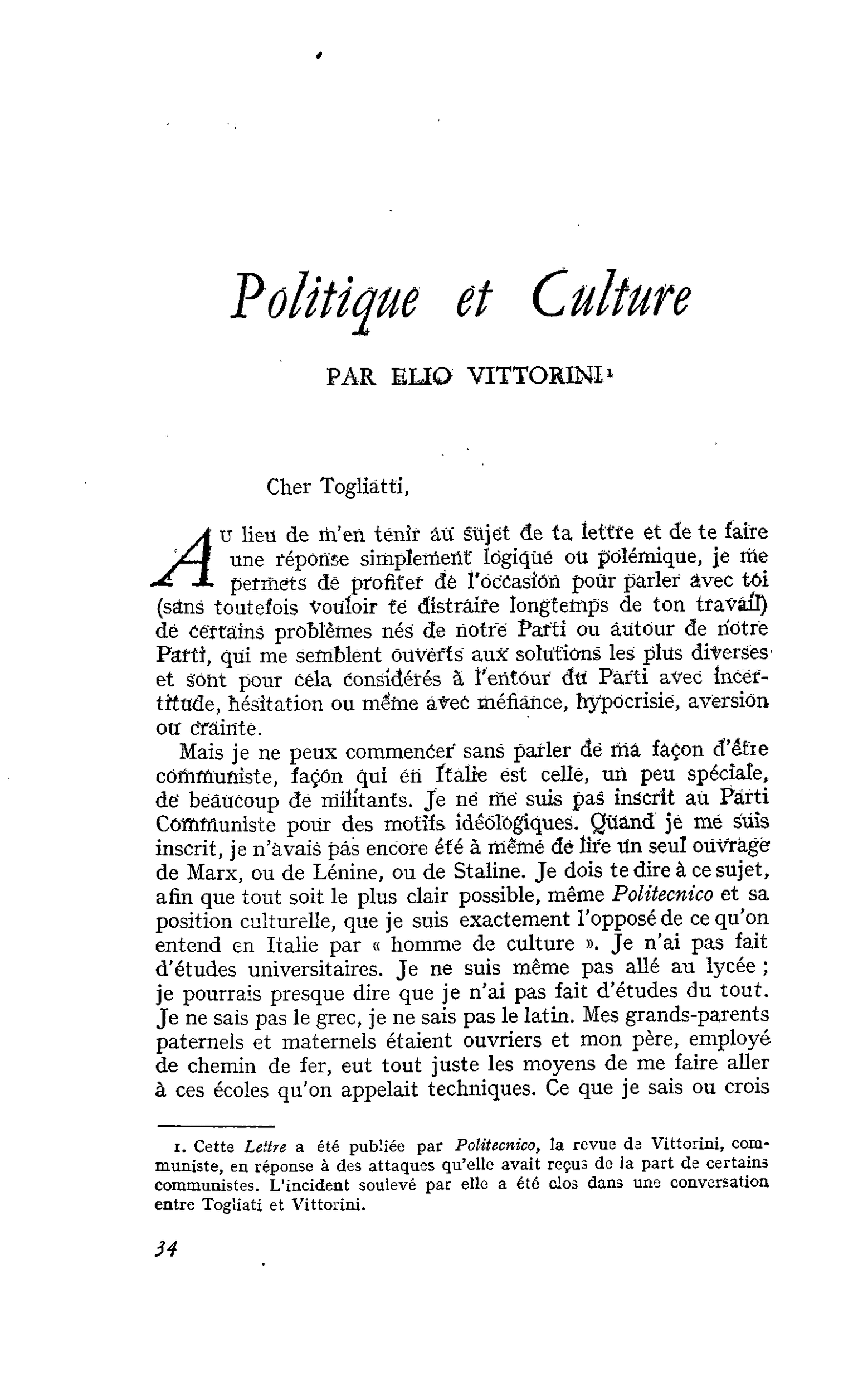 Politique et Culture