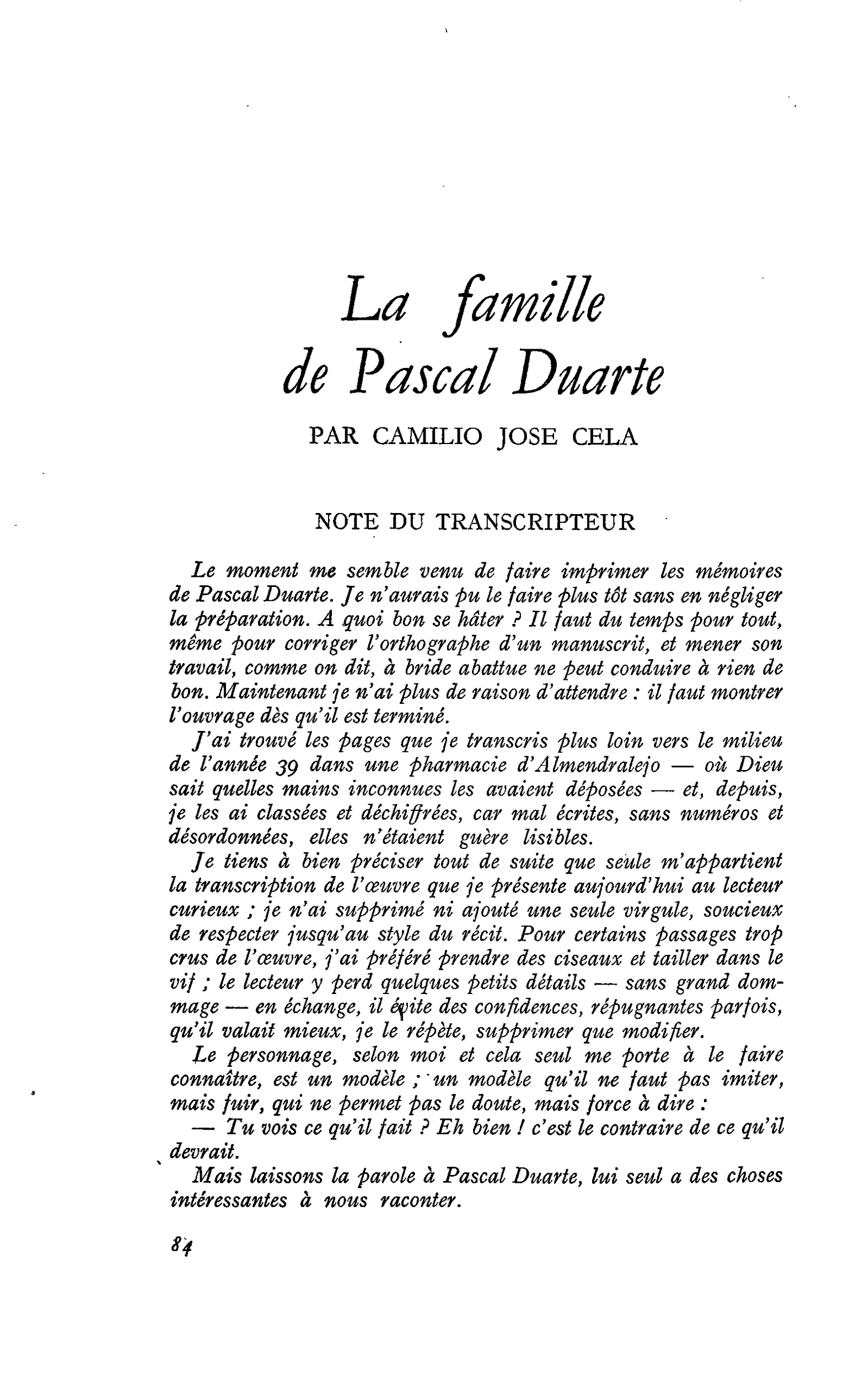 La famille de Pascal Duarte