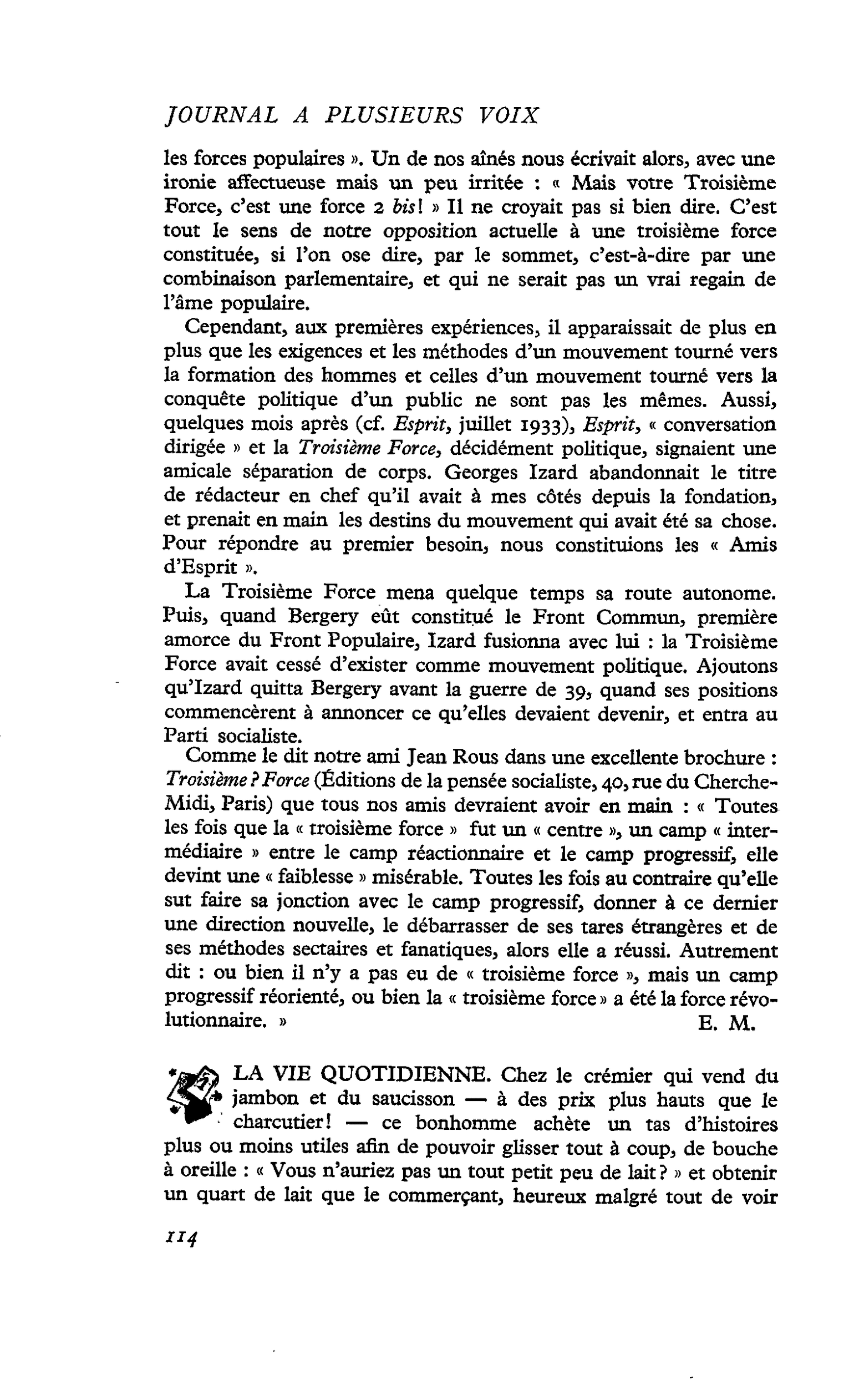 LA VIE QUOTIDIENNE