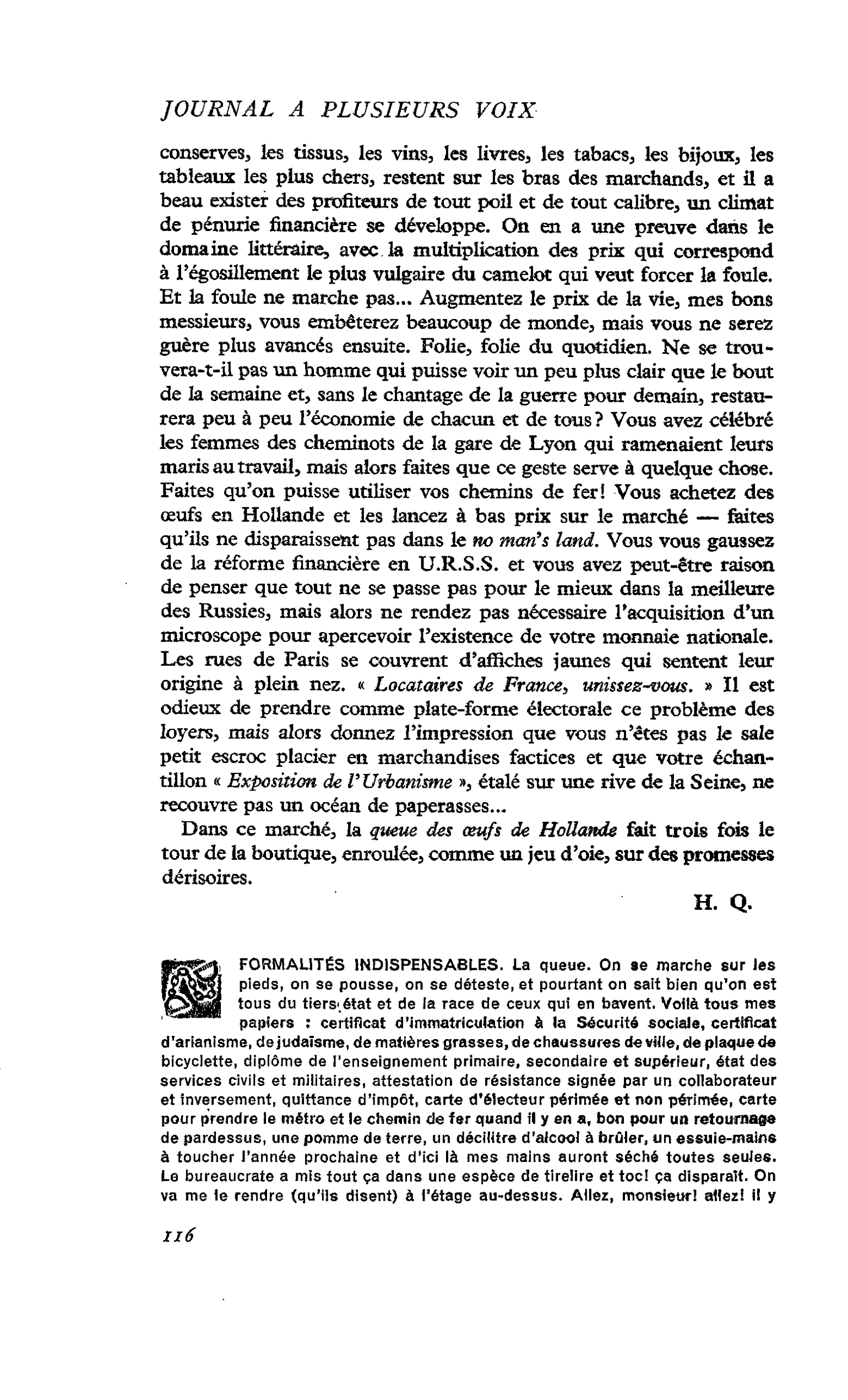 FORMALITÉS INDISPENSABLES
