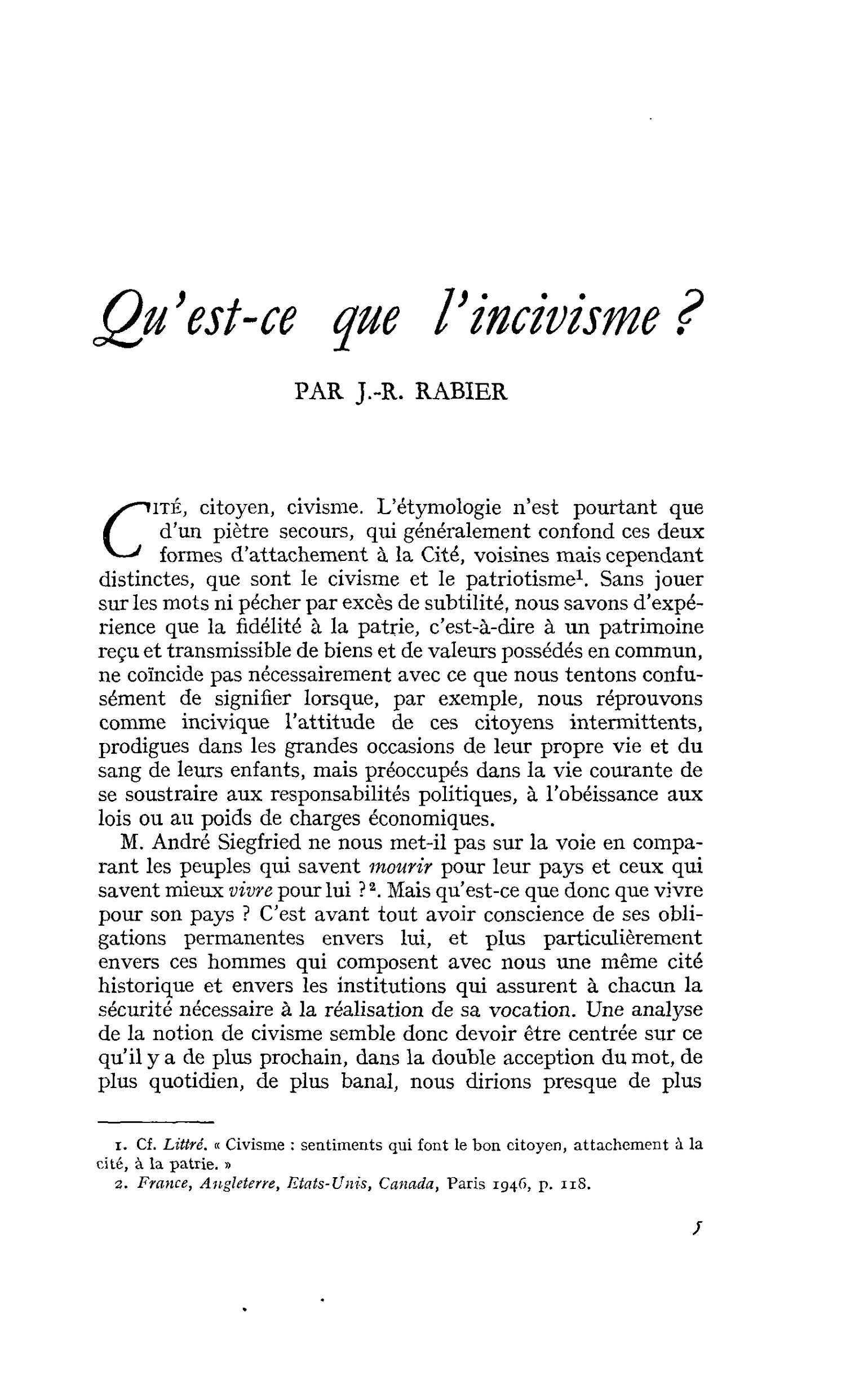 Qu’est-ce que l’incivisme ?