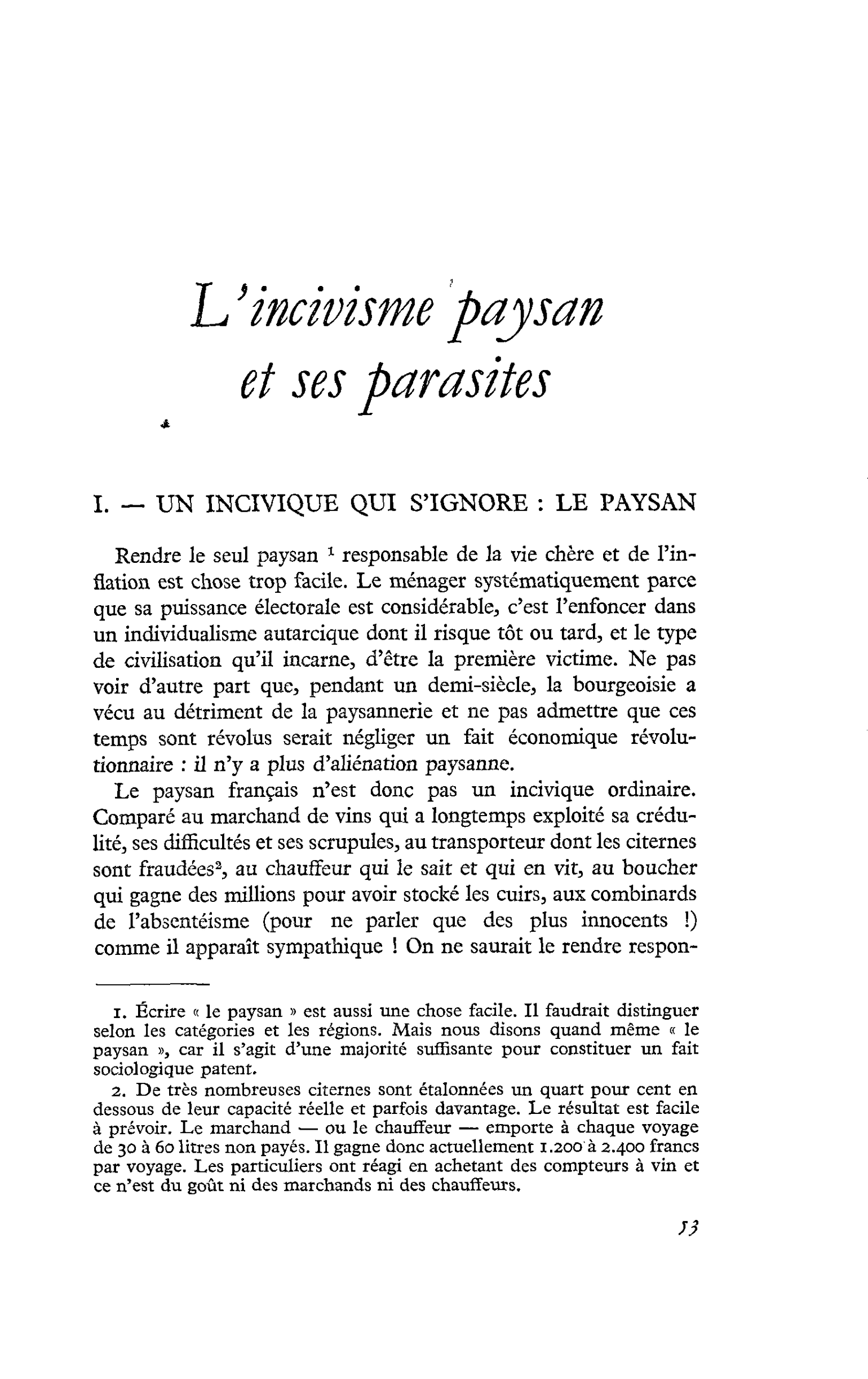 L’incivisme paysan et ses parasites : I. ? UN INCIVIQUE QUI S’IGNORE : LE PAYSAN