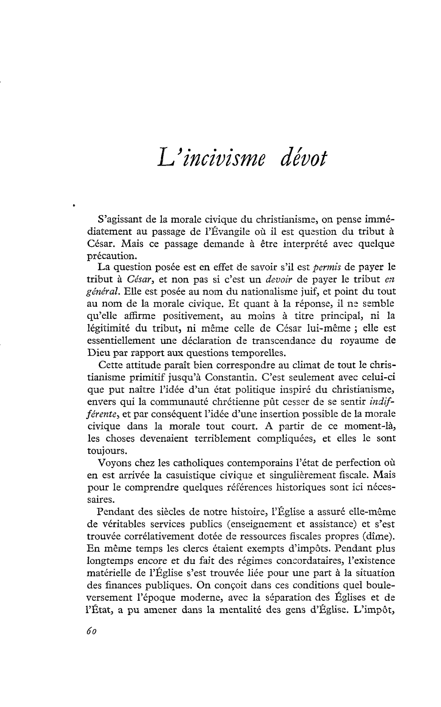 L’incivisme dévot