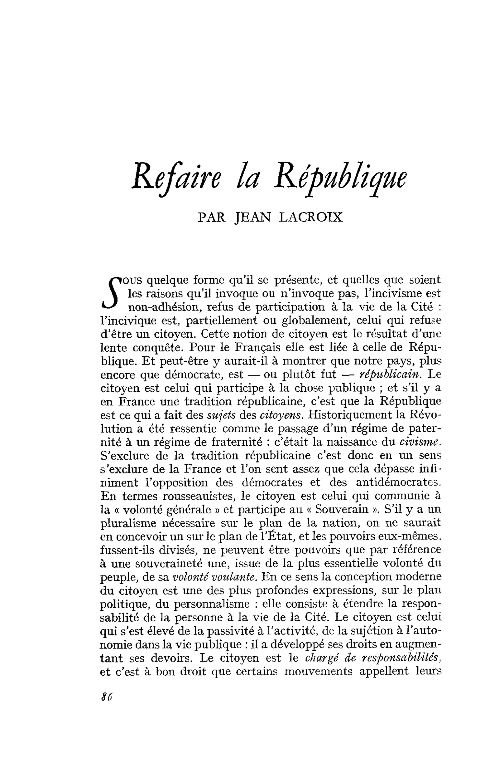 Refaire la République
