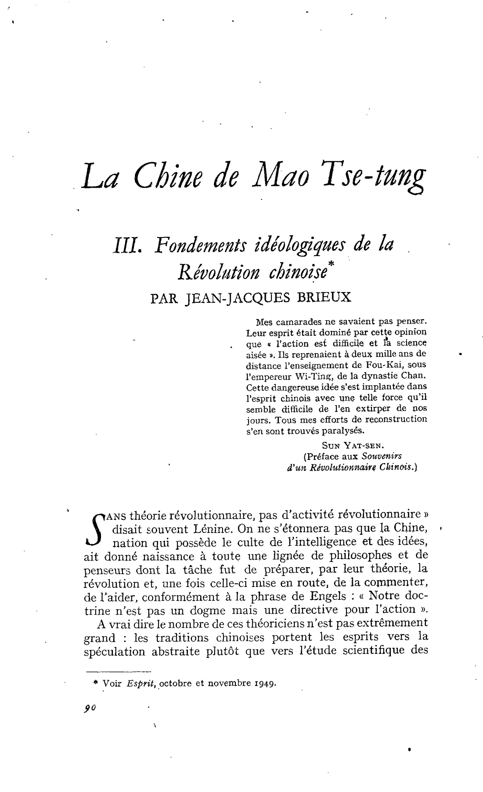 La Chine de Mao Tse-tung III. Fondements idéologiques de la révolution chinoise