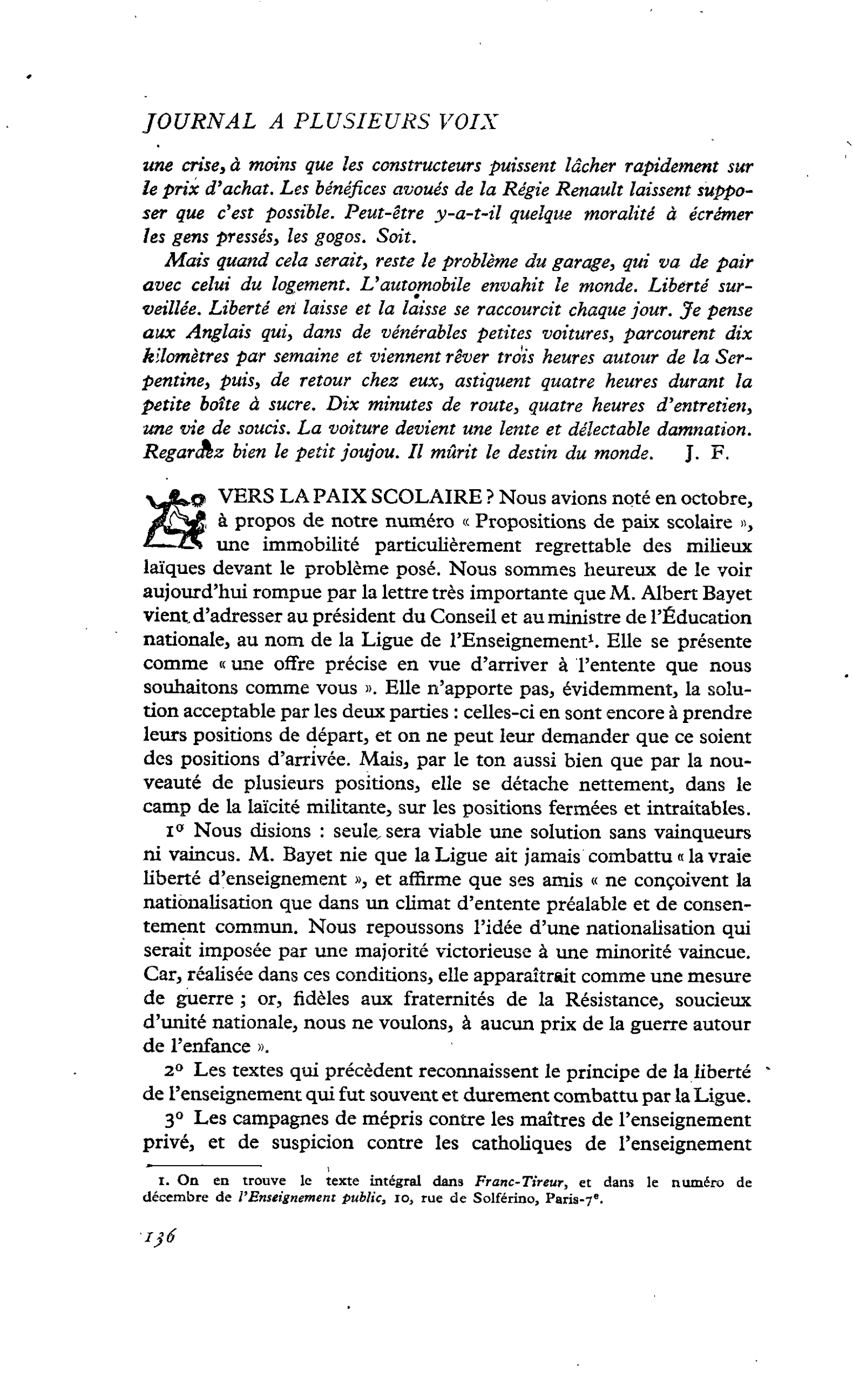 VERS LA PAIX SCOLAIRE ?