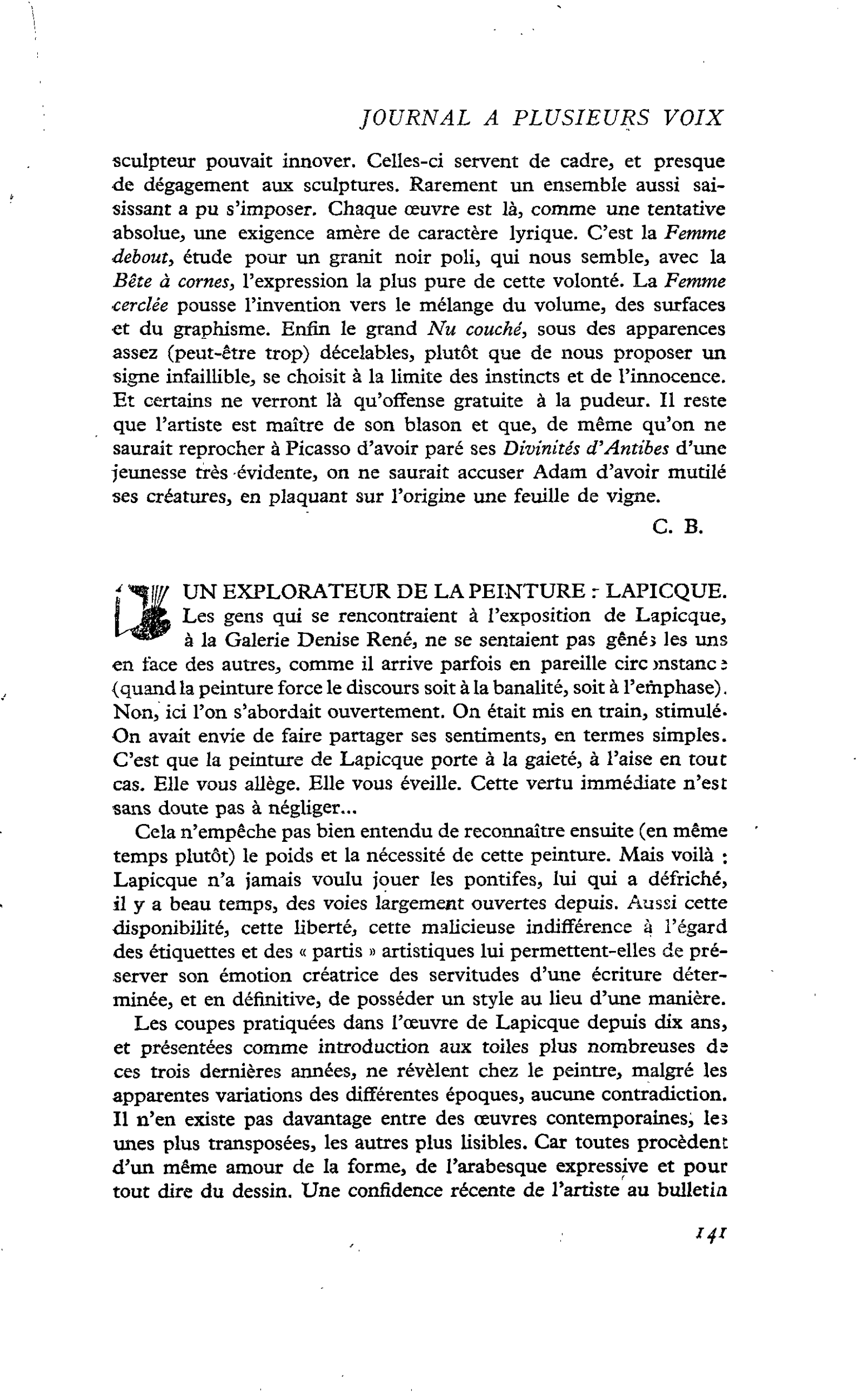 UN EXPLORATEUR DE LA PEINTURE : LAPICQUE