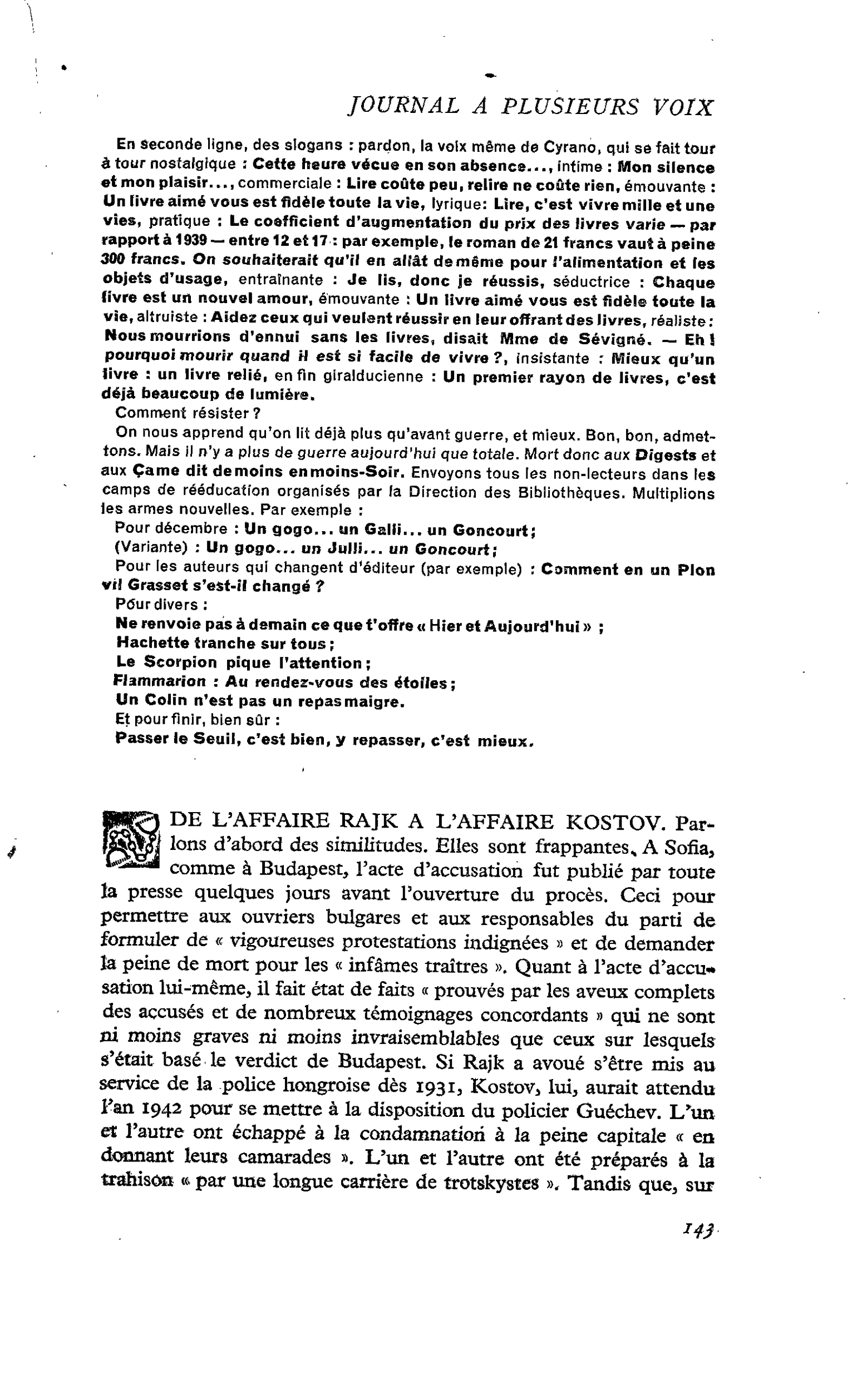 De l’affaire Rajk à l’affaire Kostov