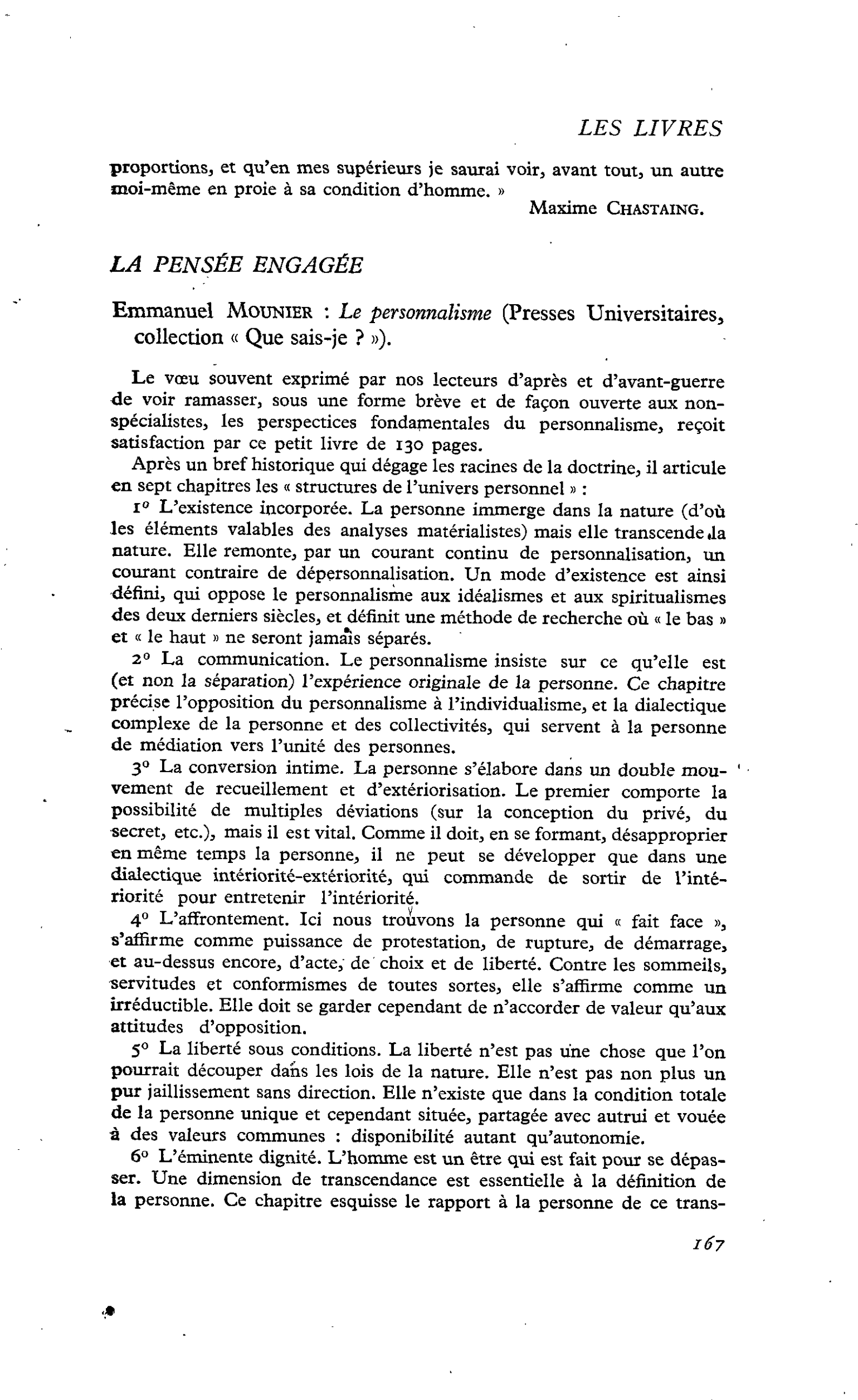 Emmanuel Mounier : Le personnalisme