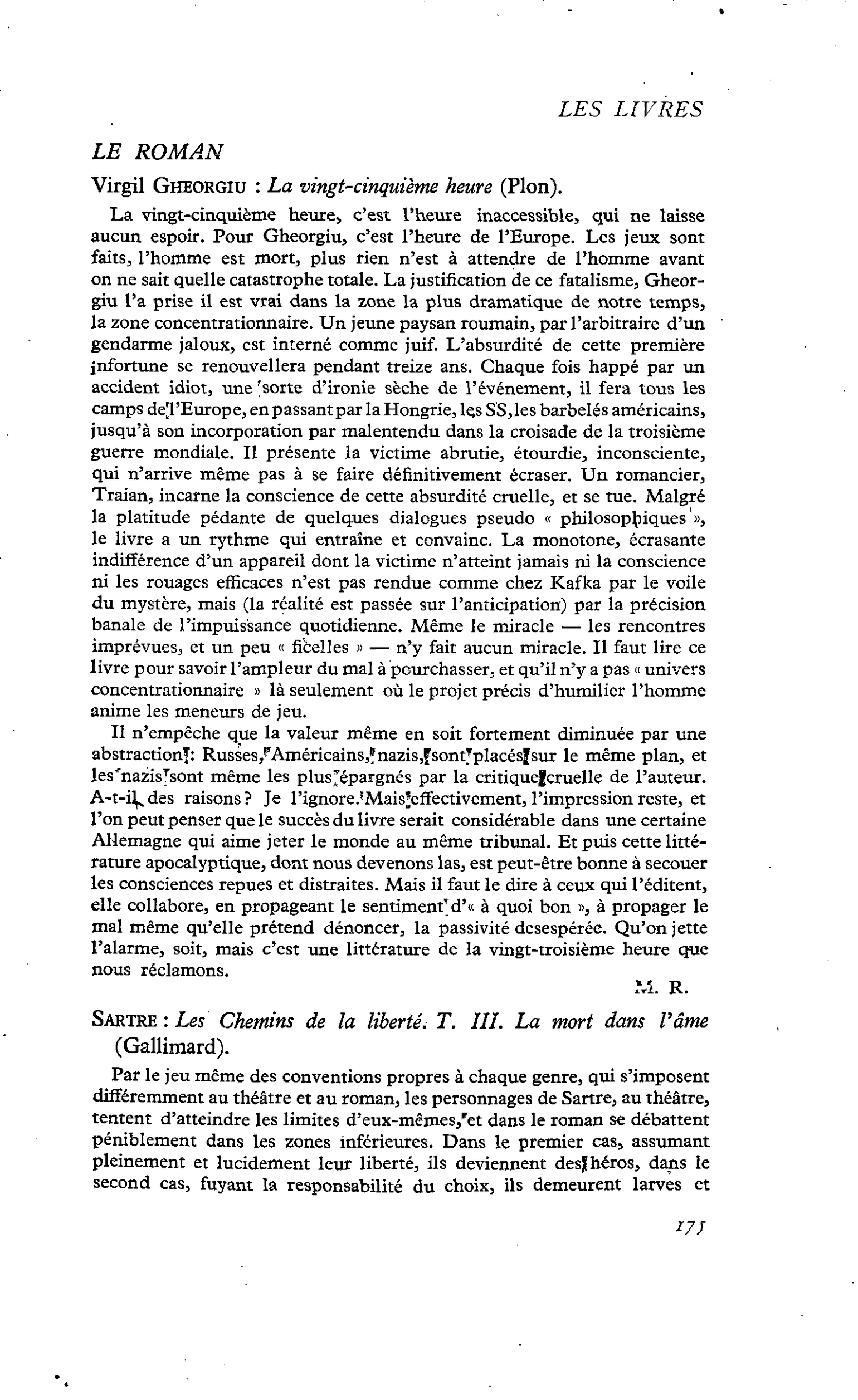 Virgil Gheorgiu : La vingt-cinquième heure