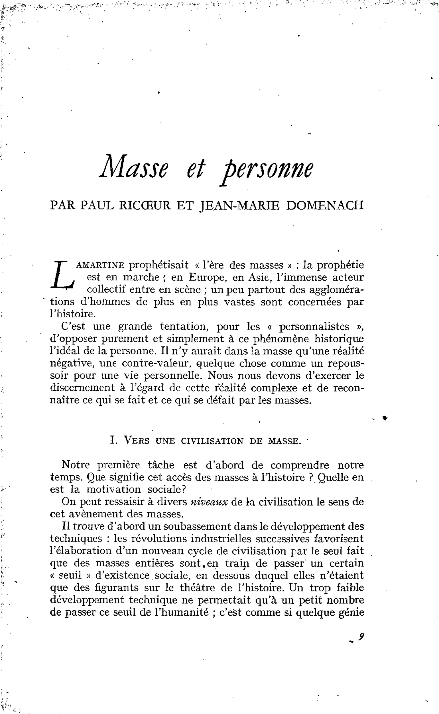 Masse et personne