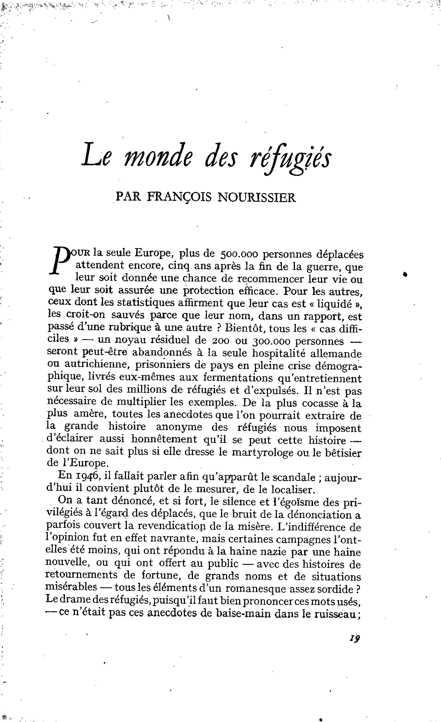 Le monde des réfugiés