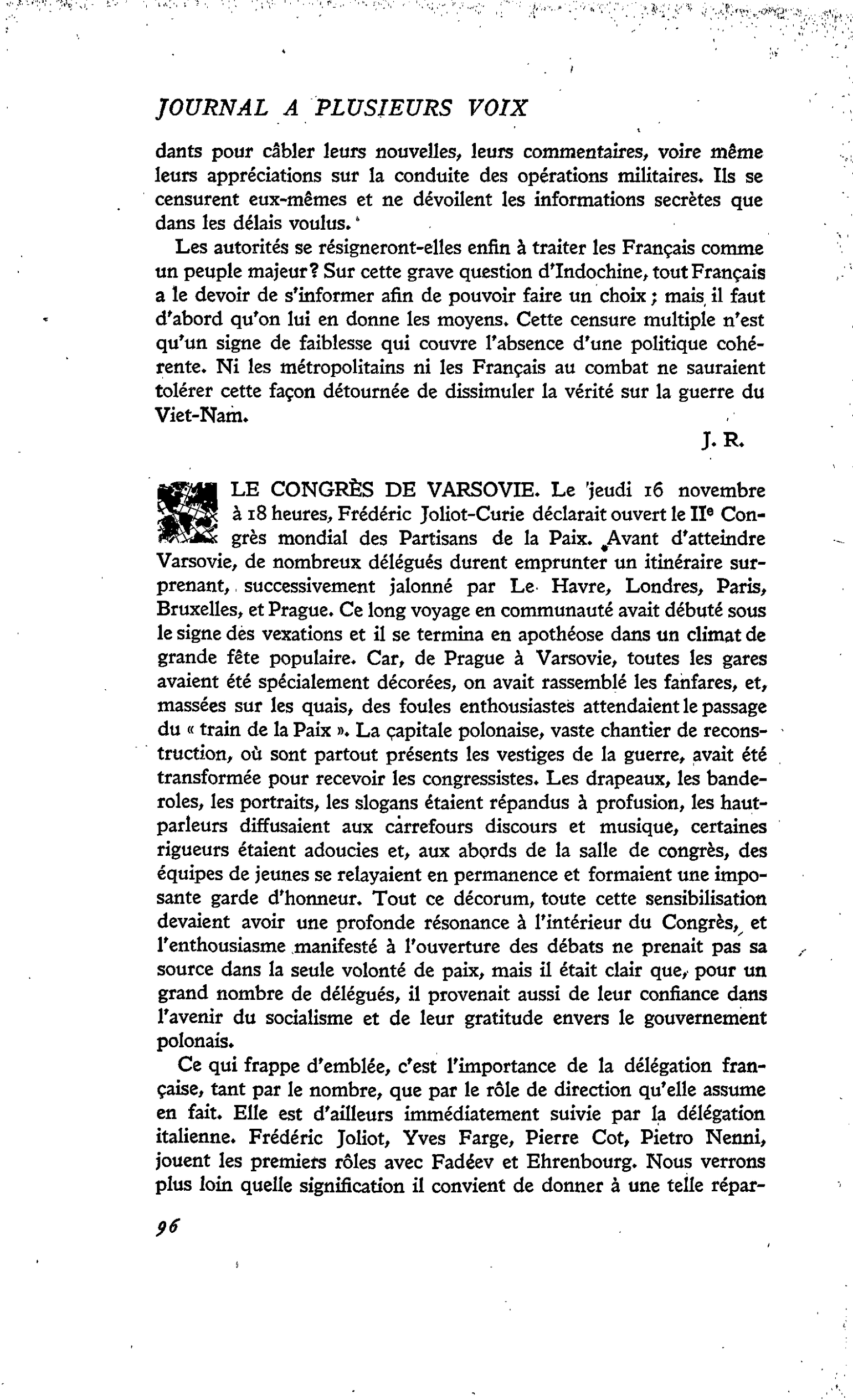 LE CONGRÈS DE VARSOVIE