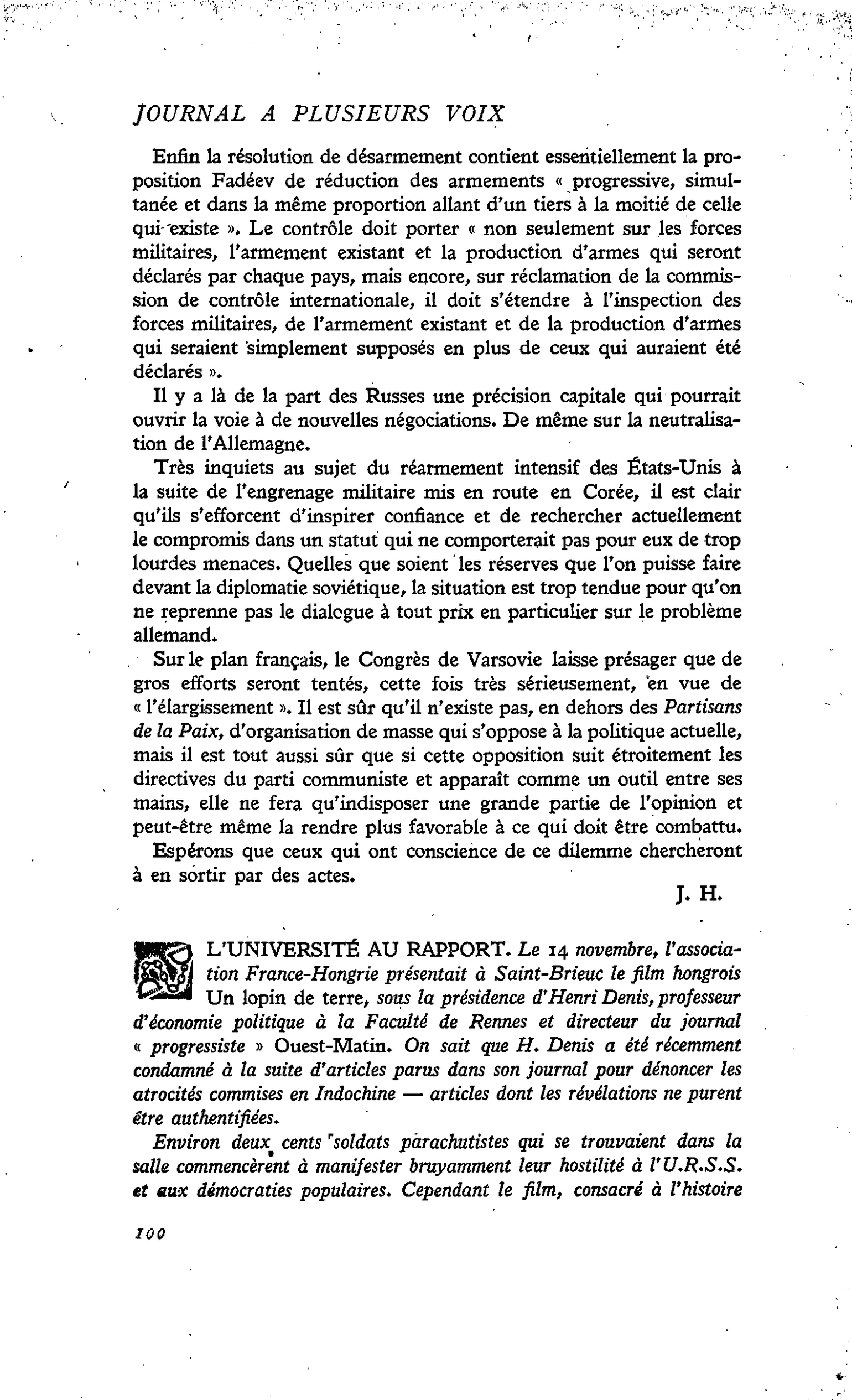 L’UNIVERSITÉ AU RAPPORT