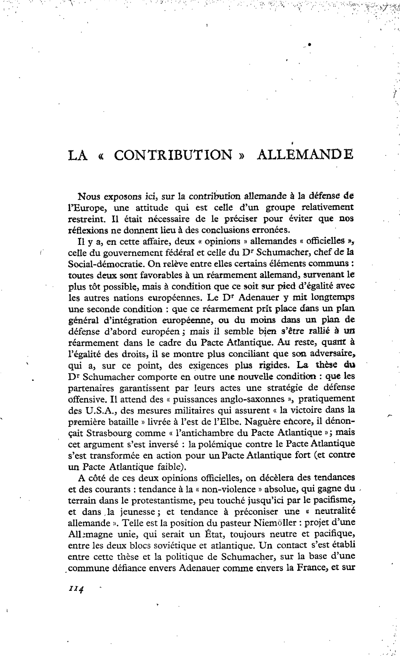 LA « CONTRIBUTION » ALLEMANDE
