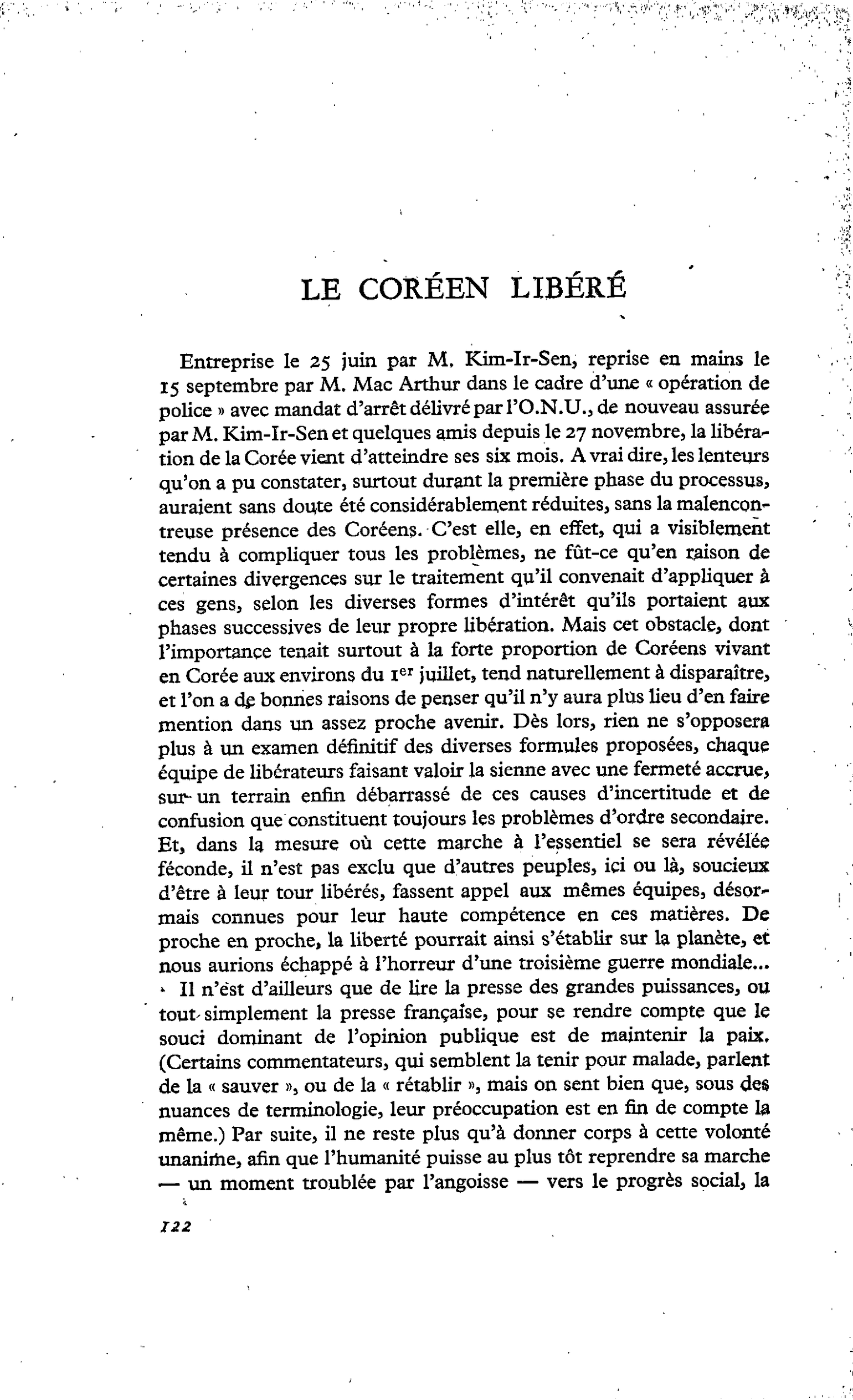 LE CORÉEN LIBÉRÉ