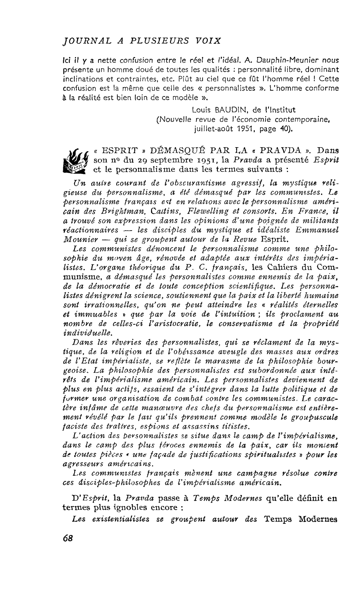« ESPRIT » DÉMASQUÉ PAR LA « PRAVDA »