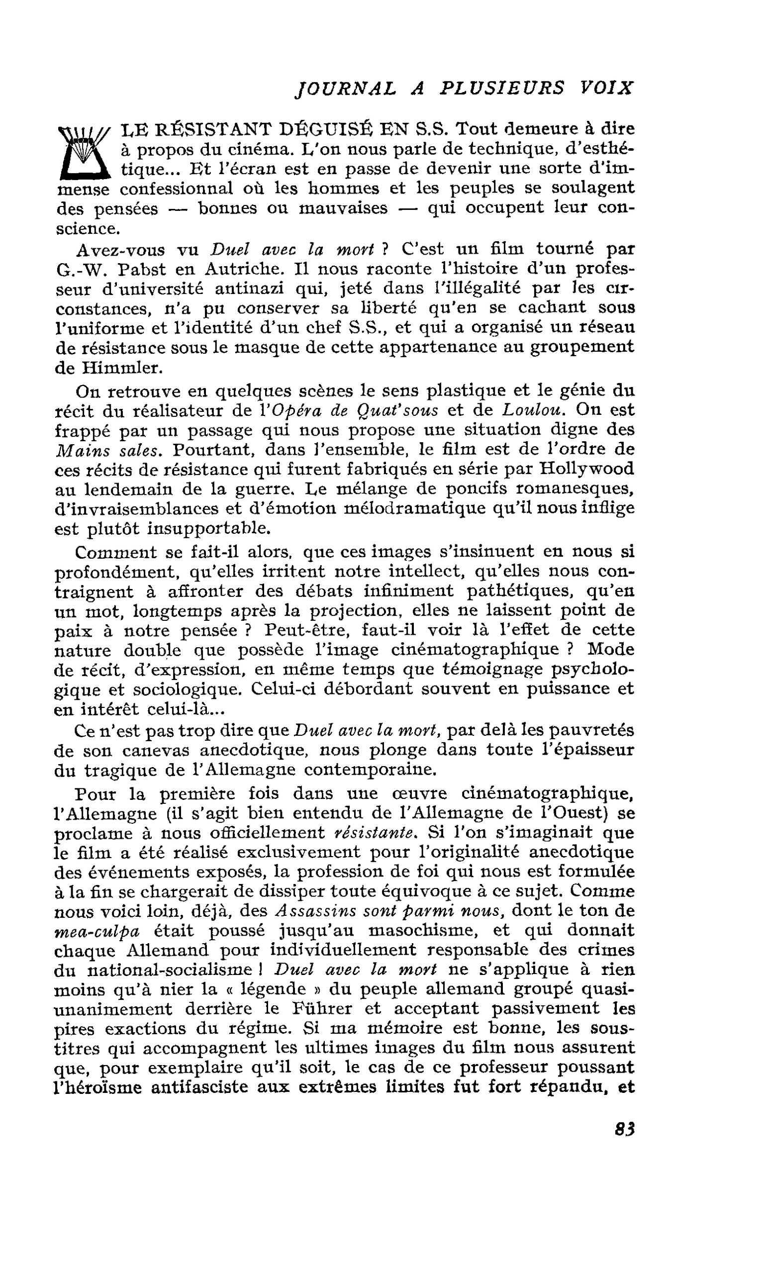 LE RÉSISTANT DÉGUISÉ EN S.S.
