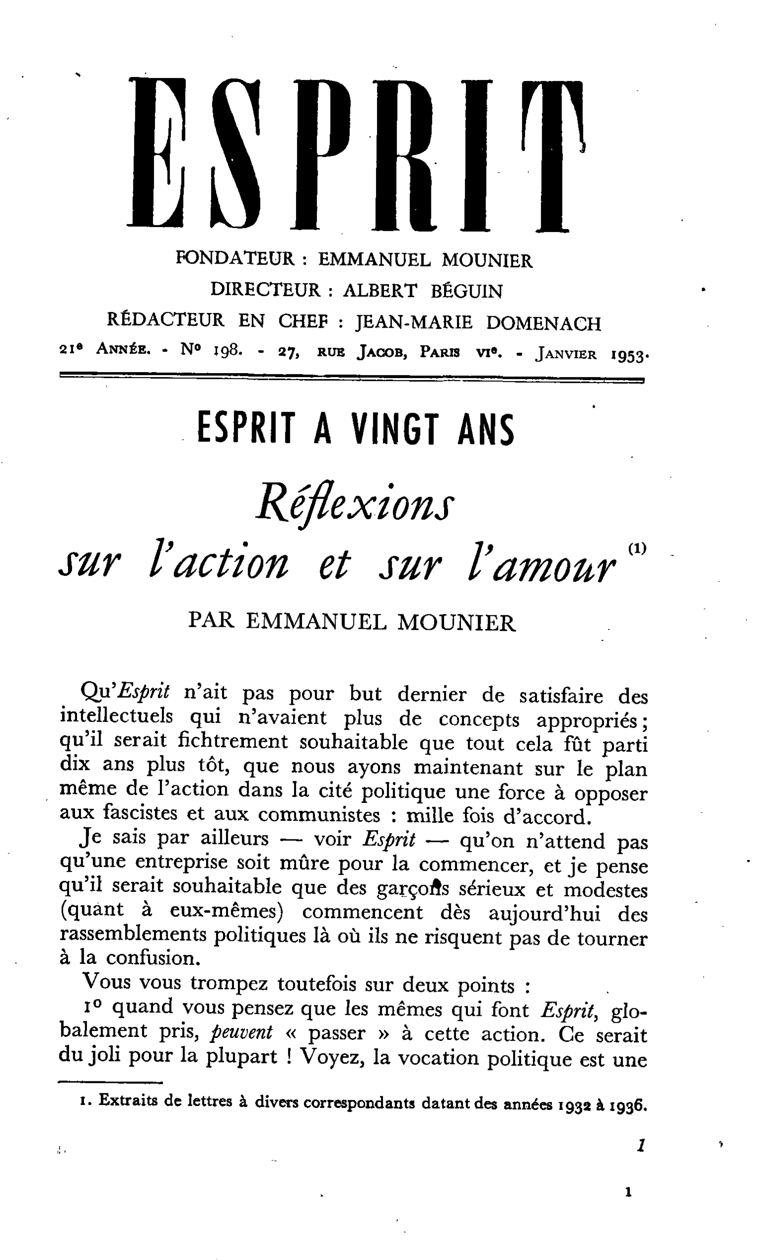 Réflexions sur l’action et sur l’amour