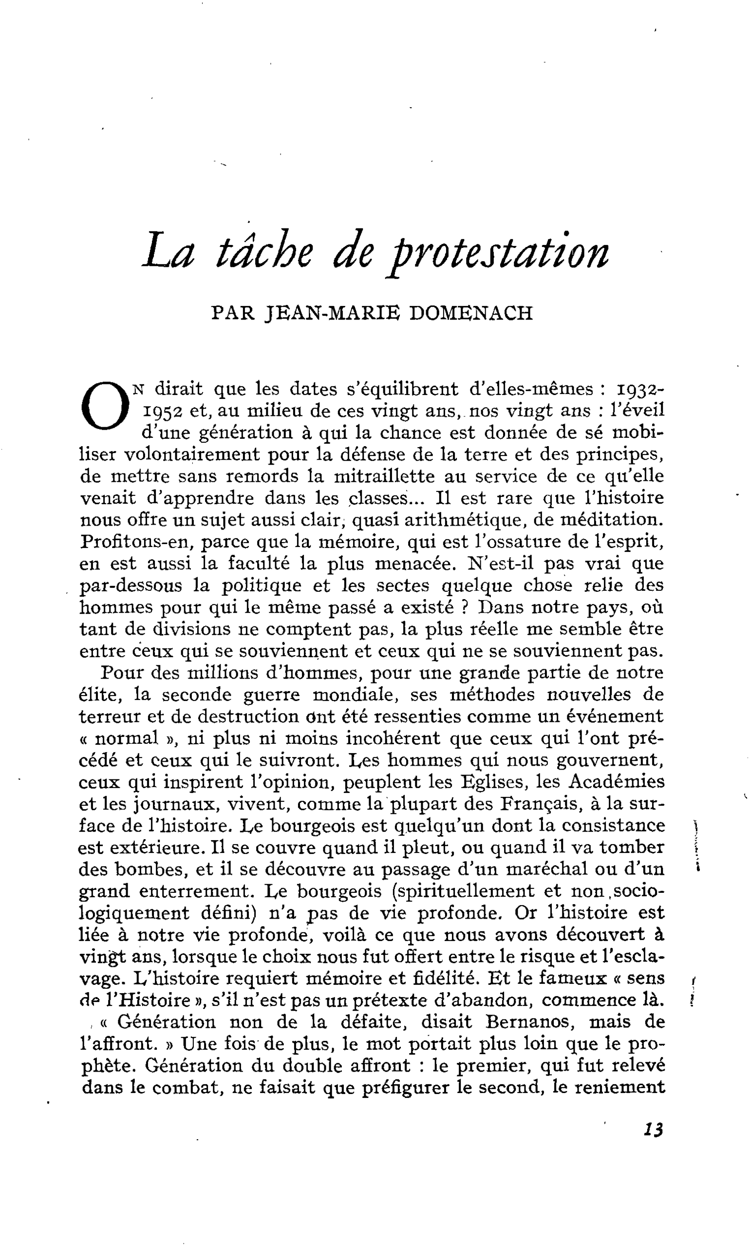 La tâche de protestation