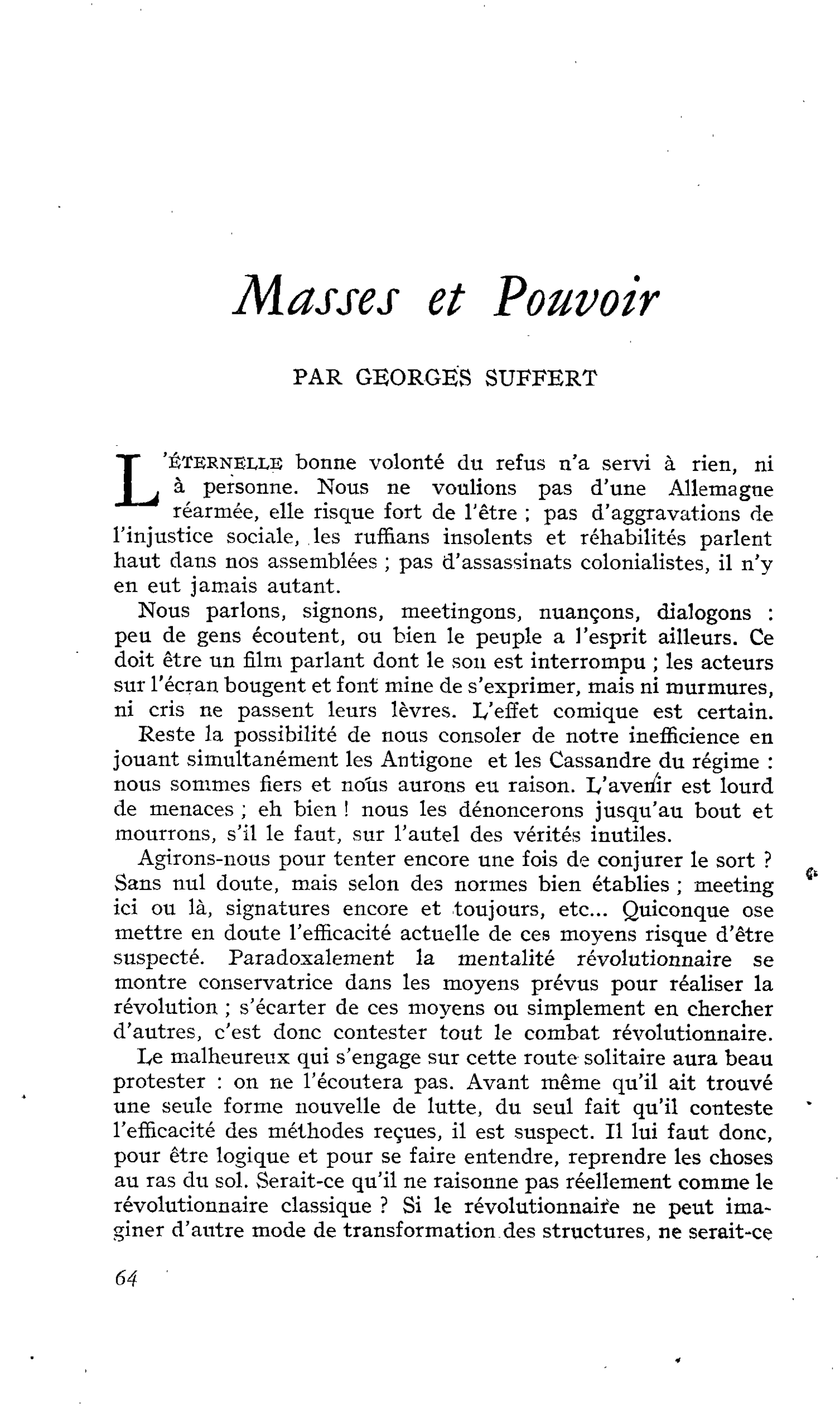 Masses et Pouvoir