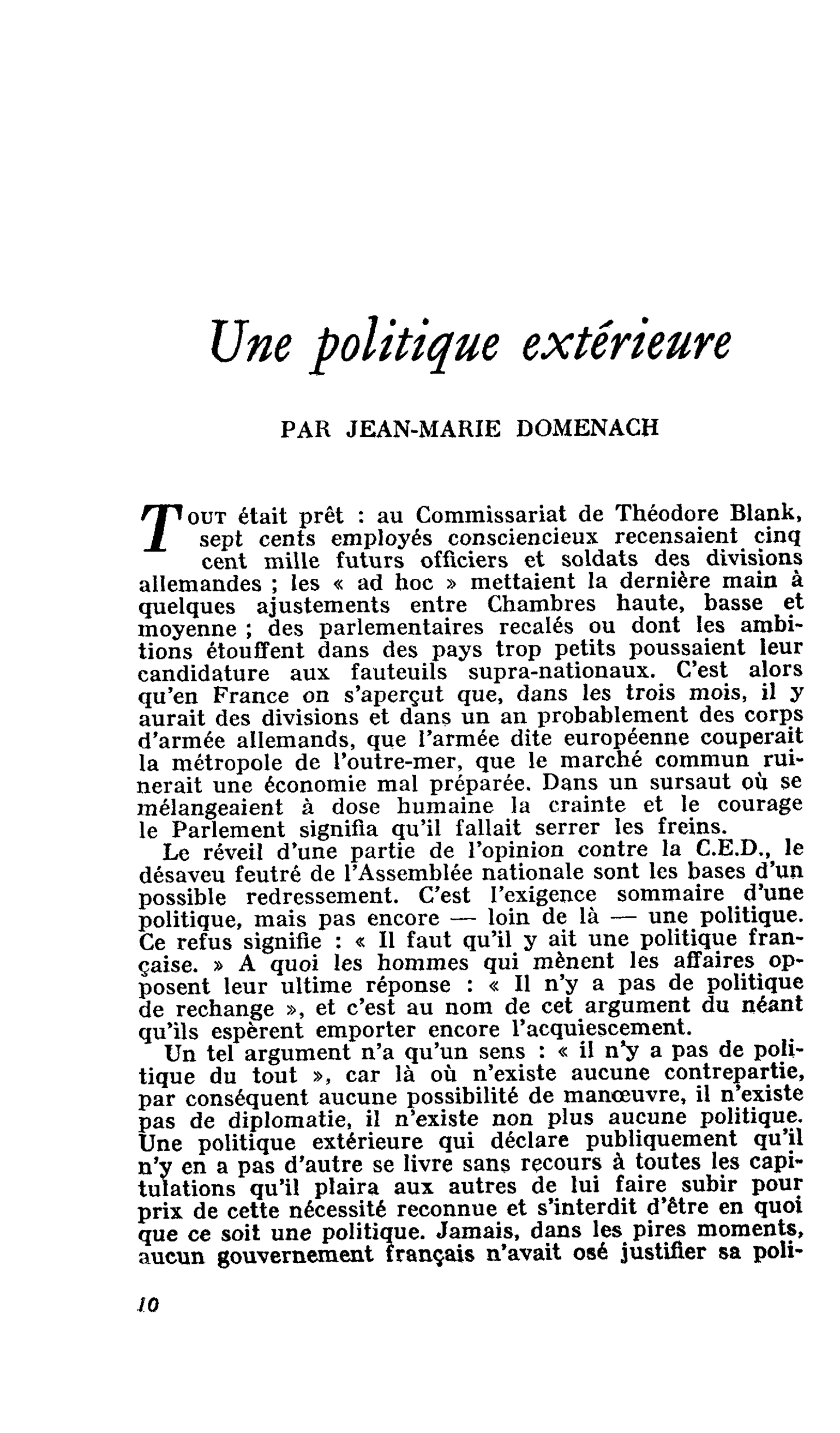 Une politique extérieure