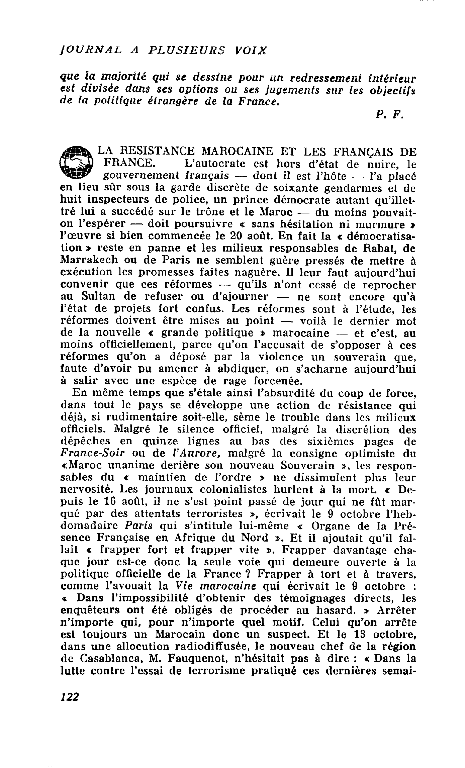 LA RESISTANCE MAROCAINE ET LES FRANÇAIS DE FRANCE