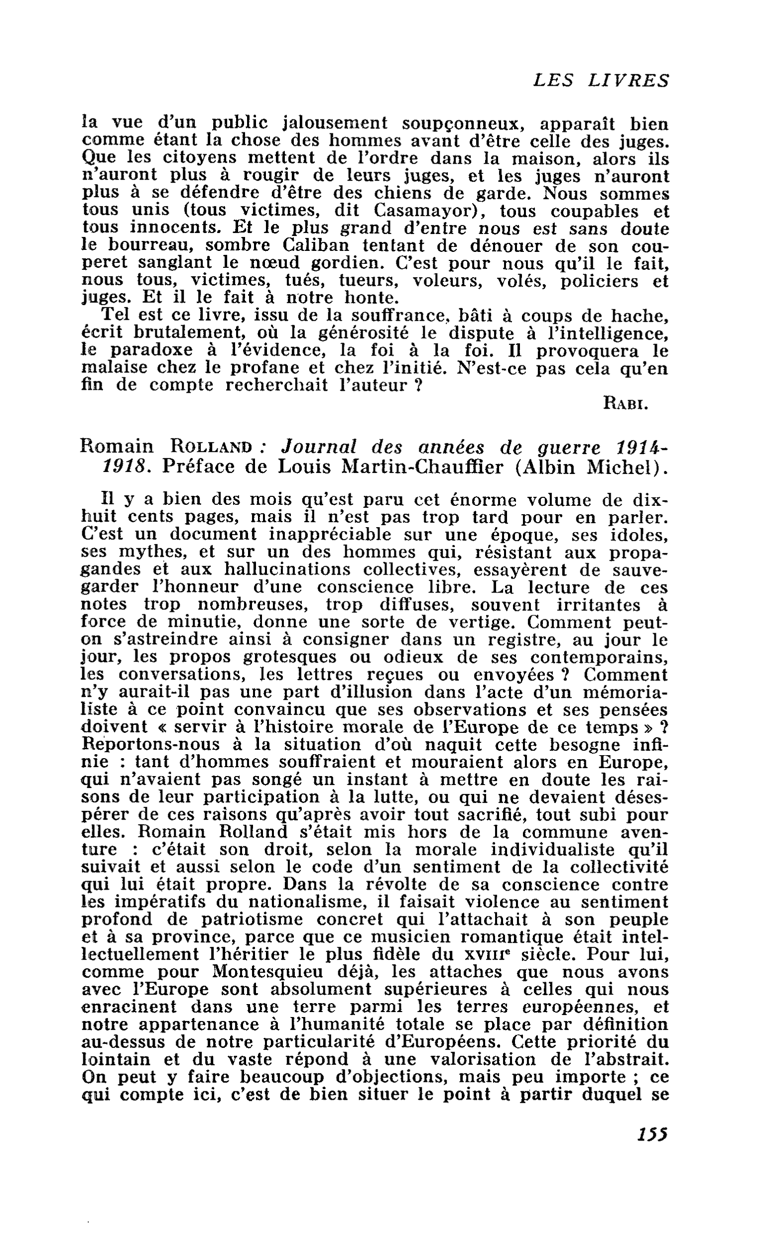 Romain Rolland : Journal des années de guerre 1914 - 1918.