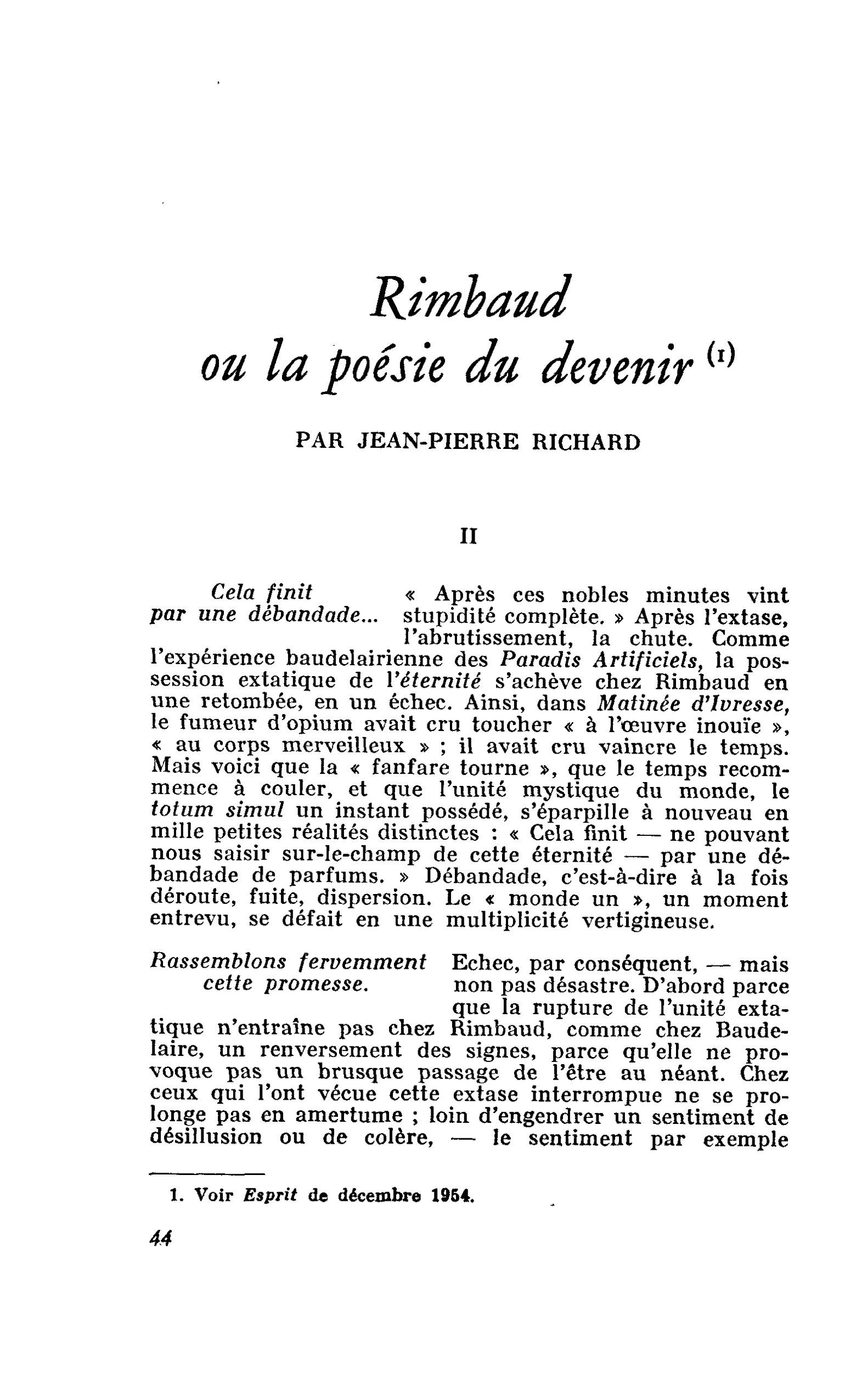 Rimbaud ou la poésie du devenir