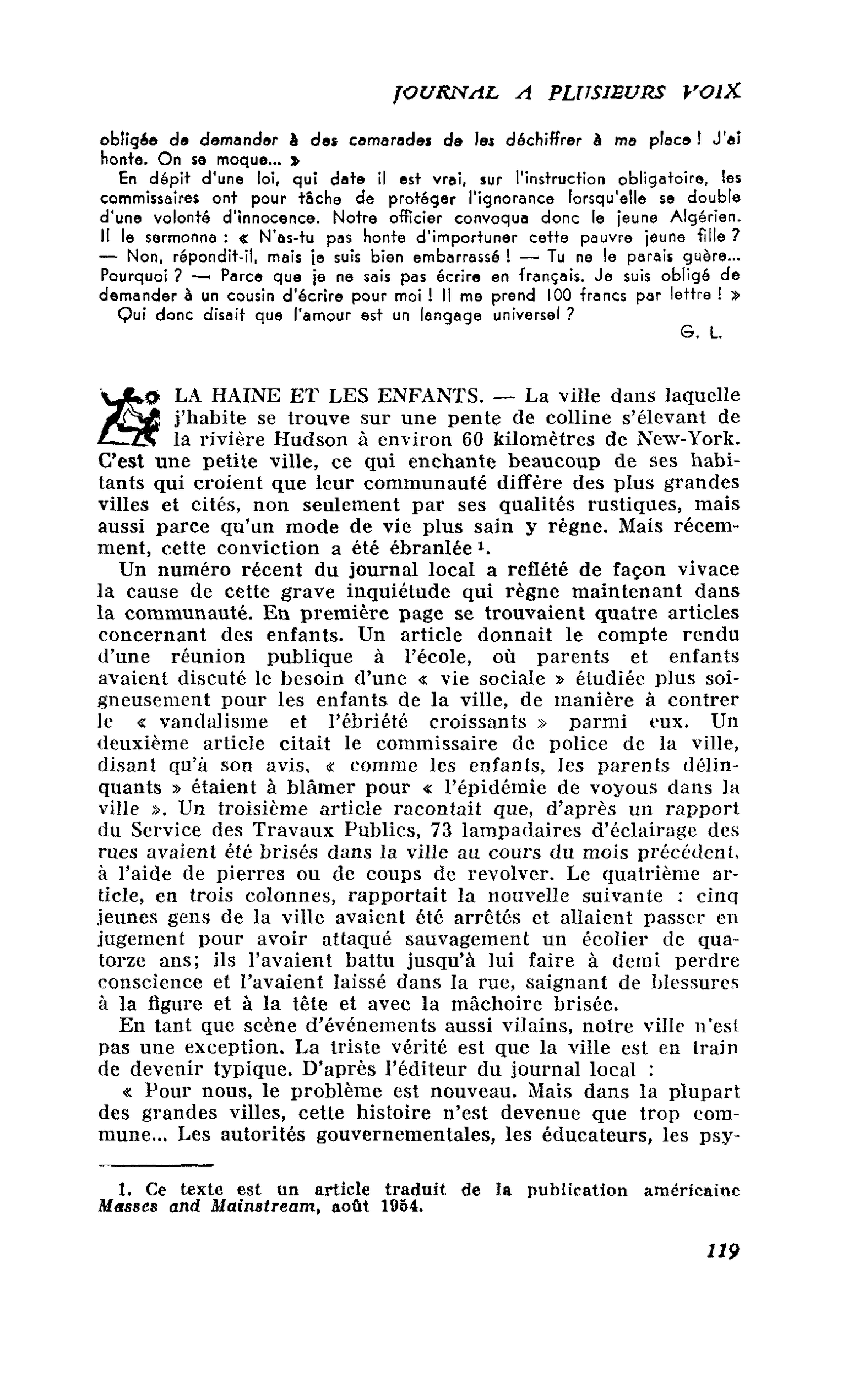 LA HAINE ET LES ENFANTS