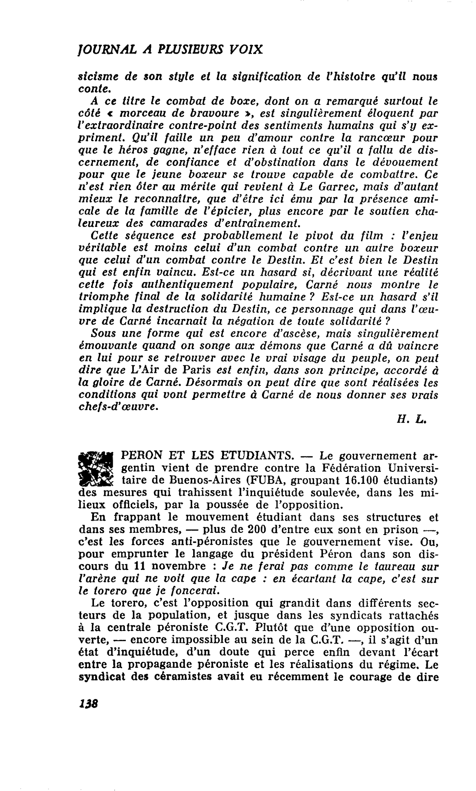 PERON ET LES ETUDIANTS