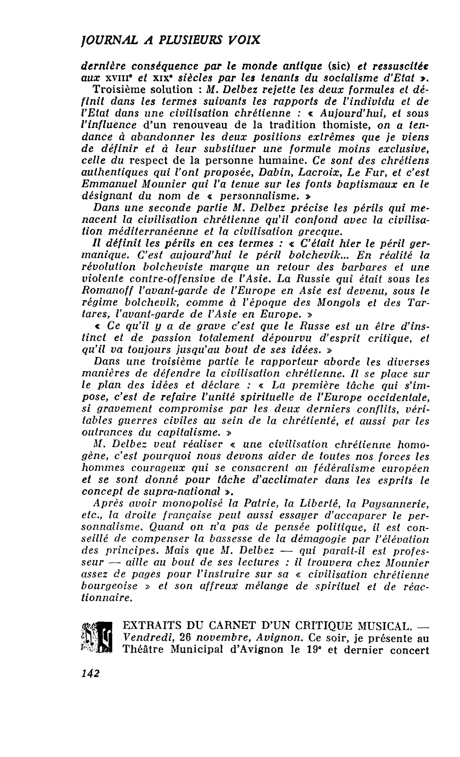 EXTRAITS DU CARNET D’UN CRITIQUE MUSICAL