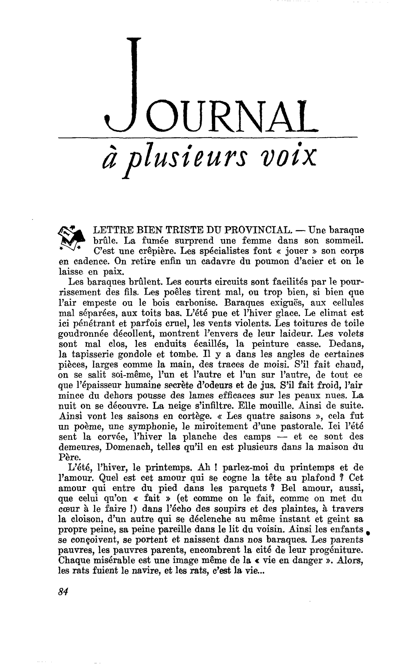 LETTRE BIEN TRISTE DU PROVINCIAL