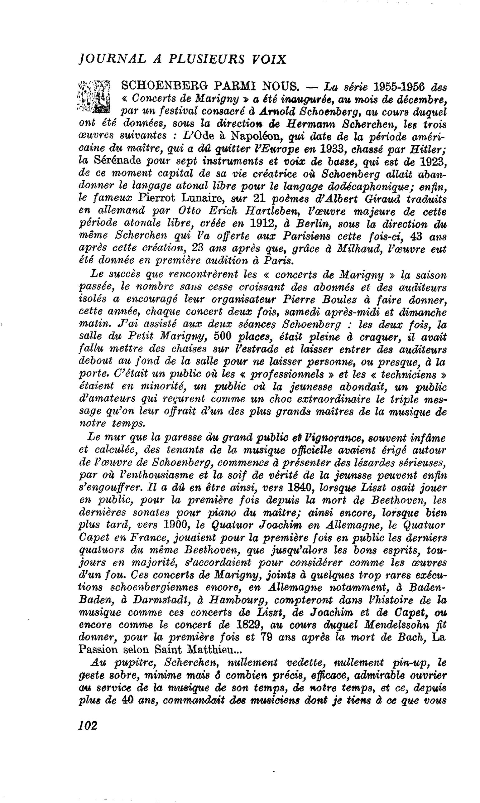 SCHOENBERG PARMI NOUS