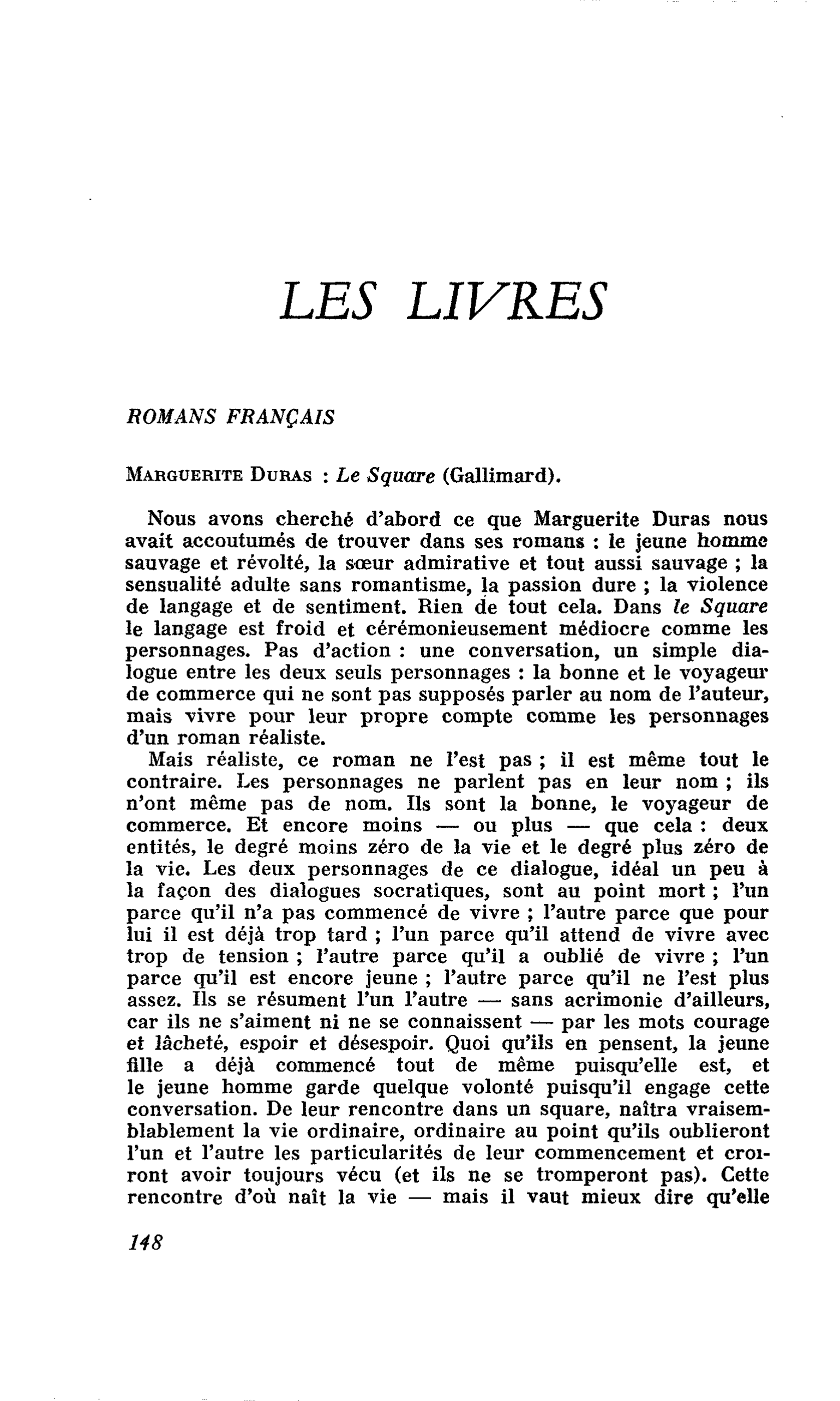 Marguerite Duras : Le Square