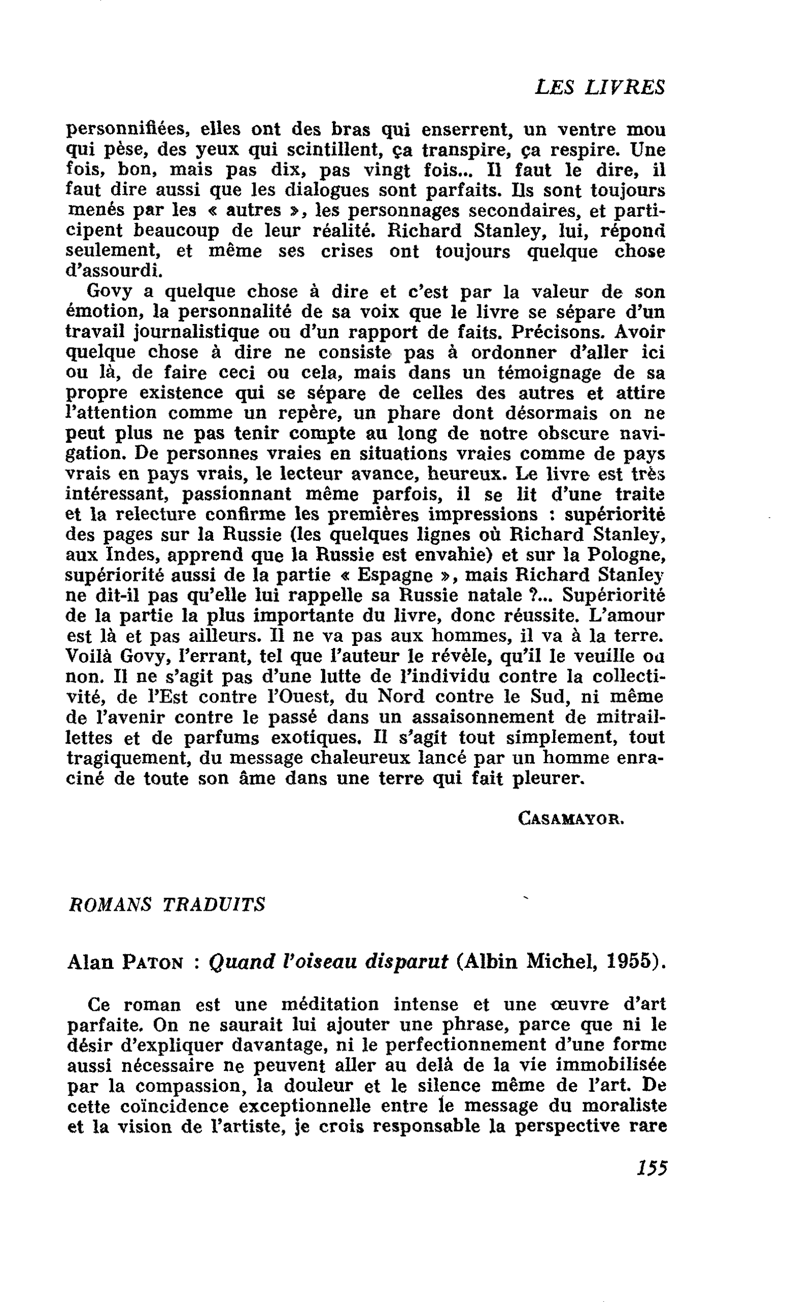 Alan Paton : Quand l’oiseau disparut