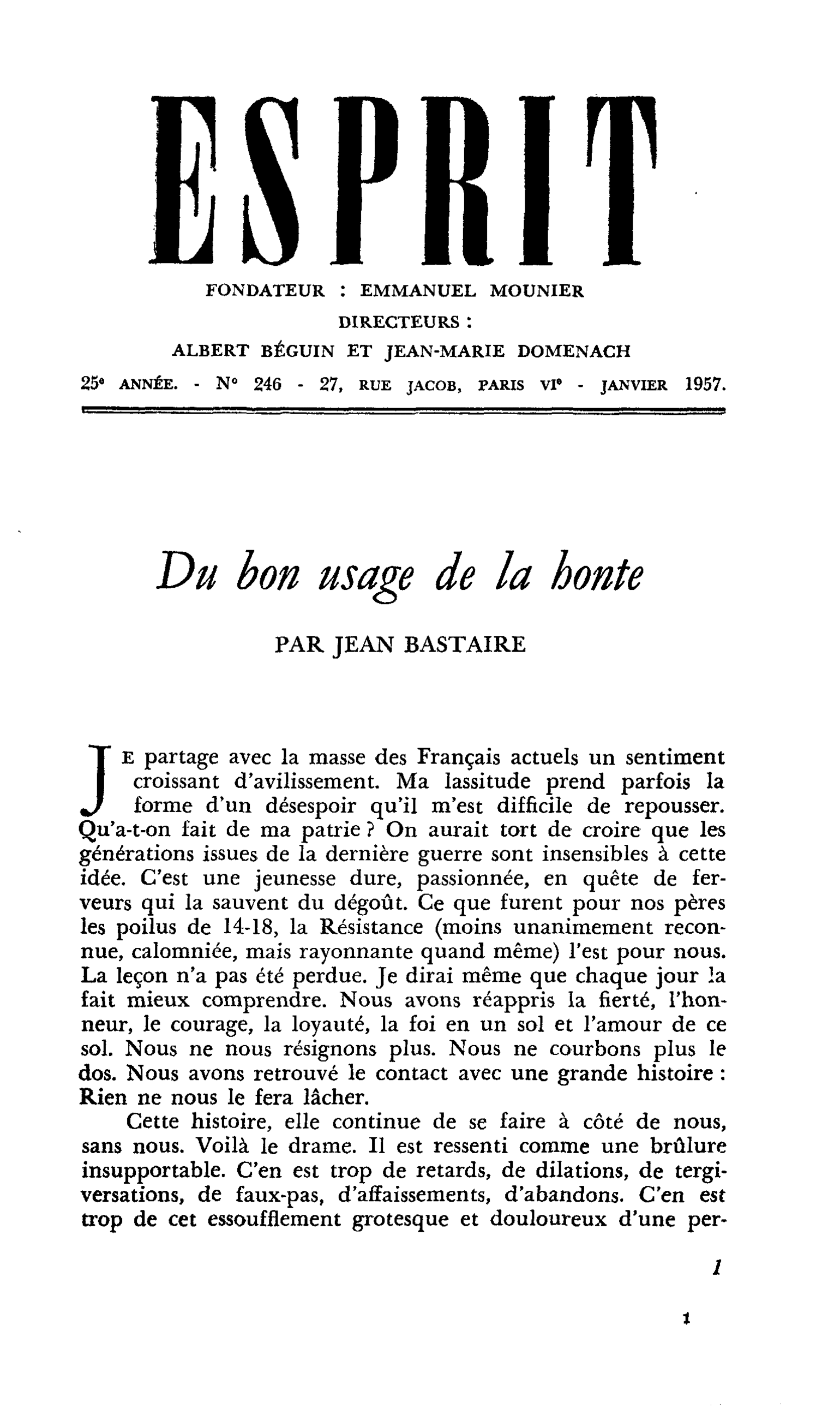 Du bon usage de la honte