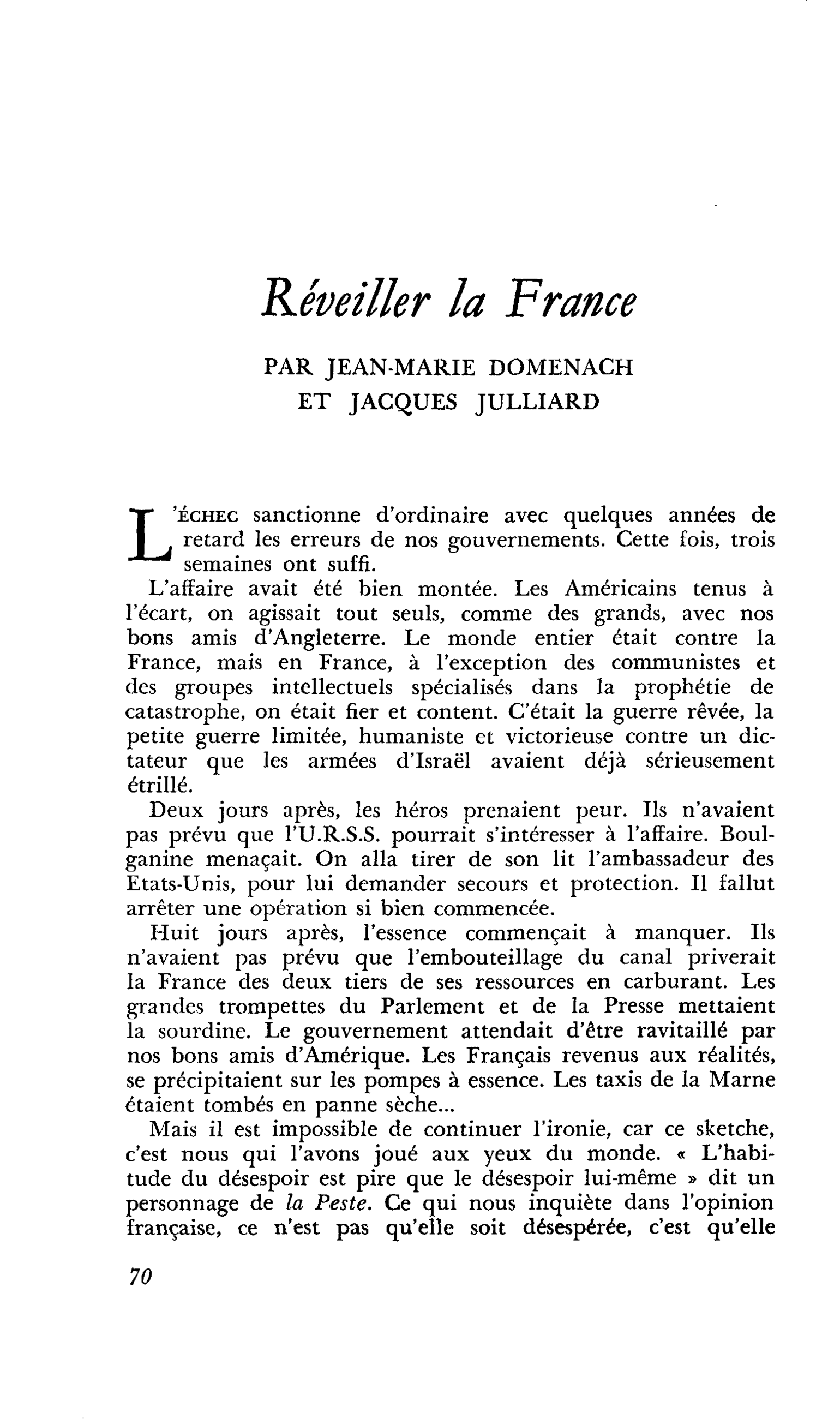 Réveiller la France