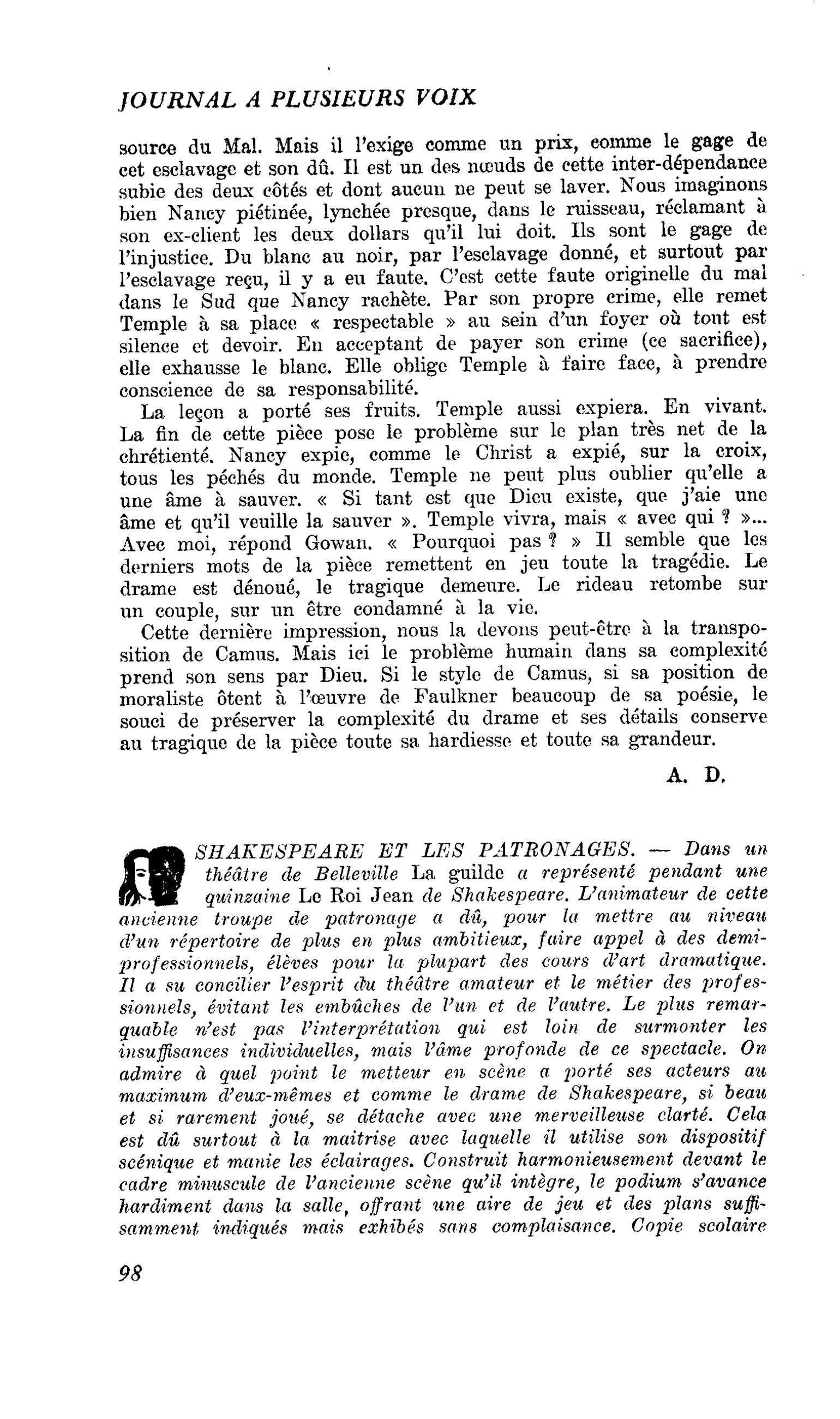SHAKESPEARE ET LES PATRONAGES