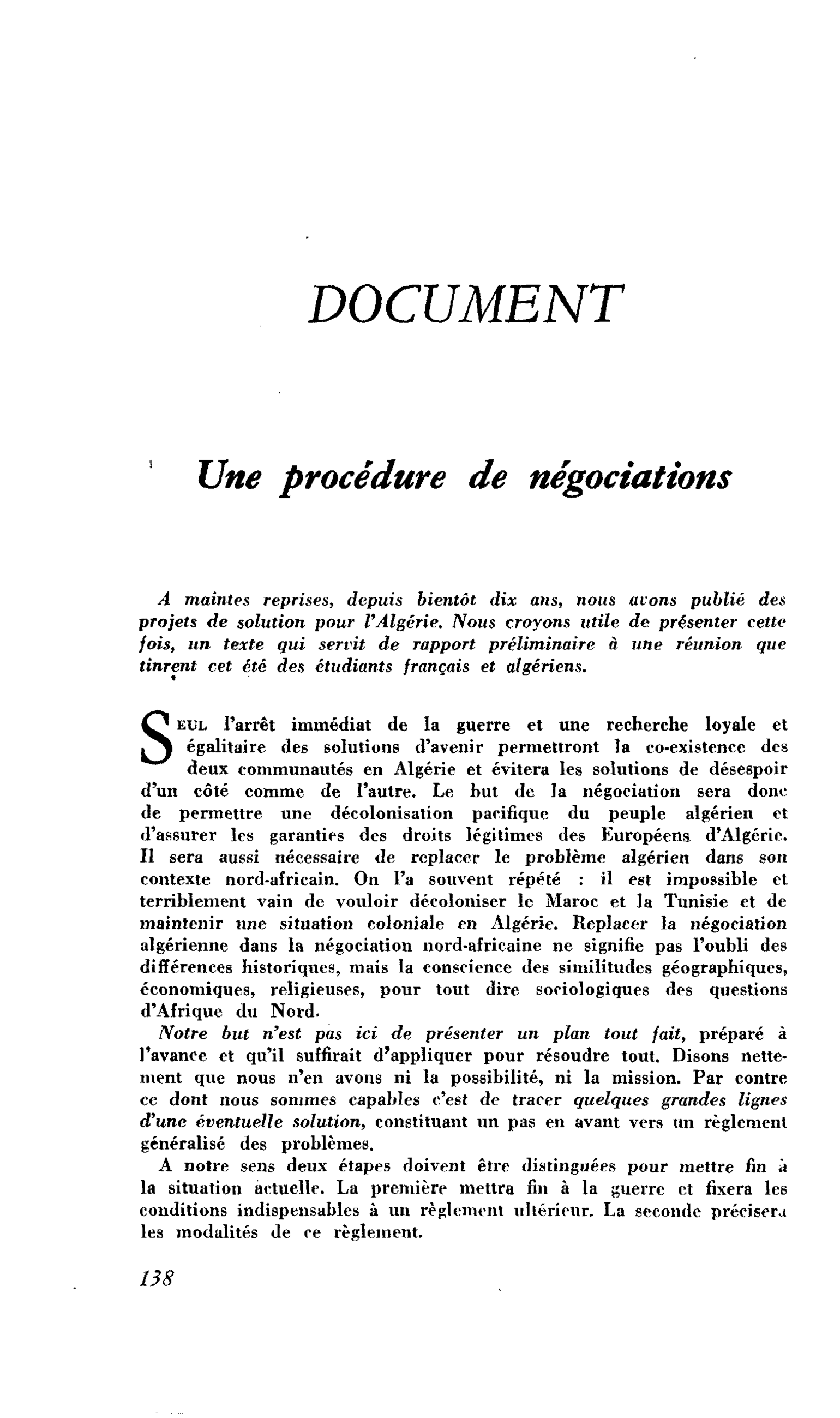 Une procédure de négociations