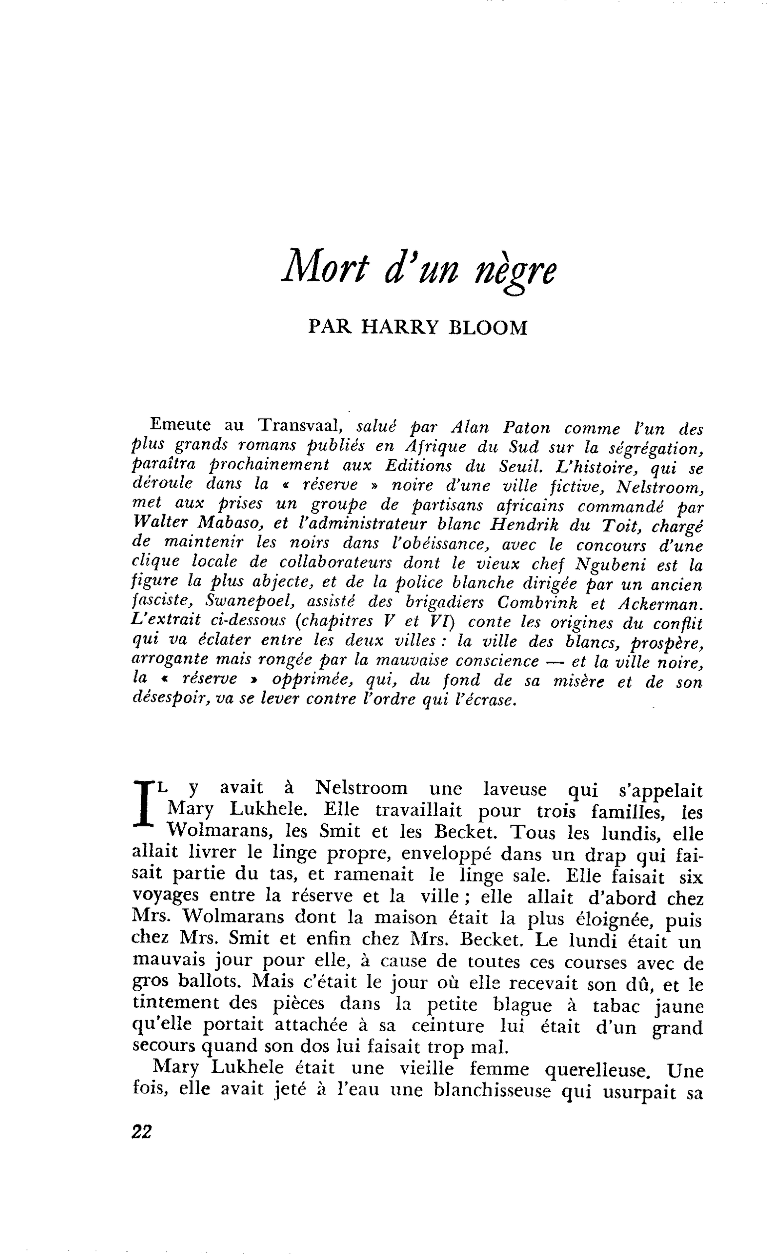 Mort d’un nègre